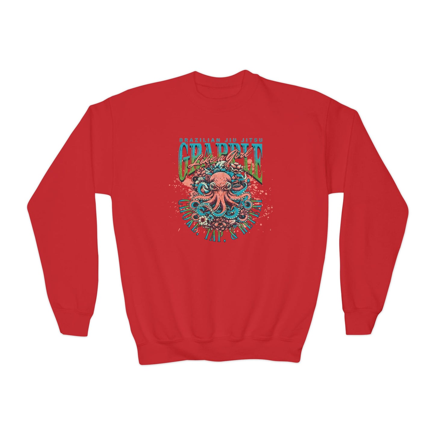 Grapple Like A Girl Youth Crewneck Sweatshirt - Choke, Tap, Repeat