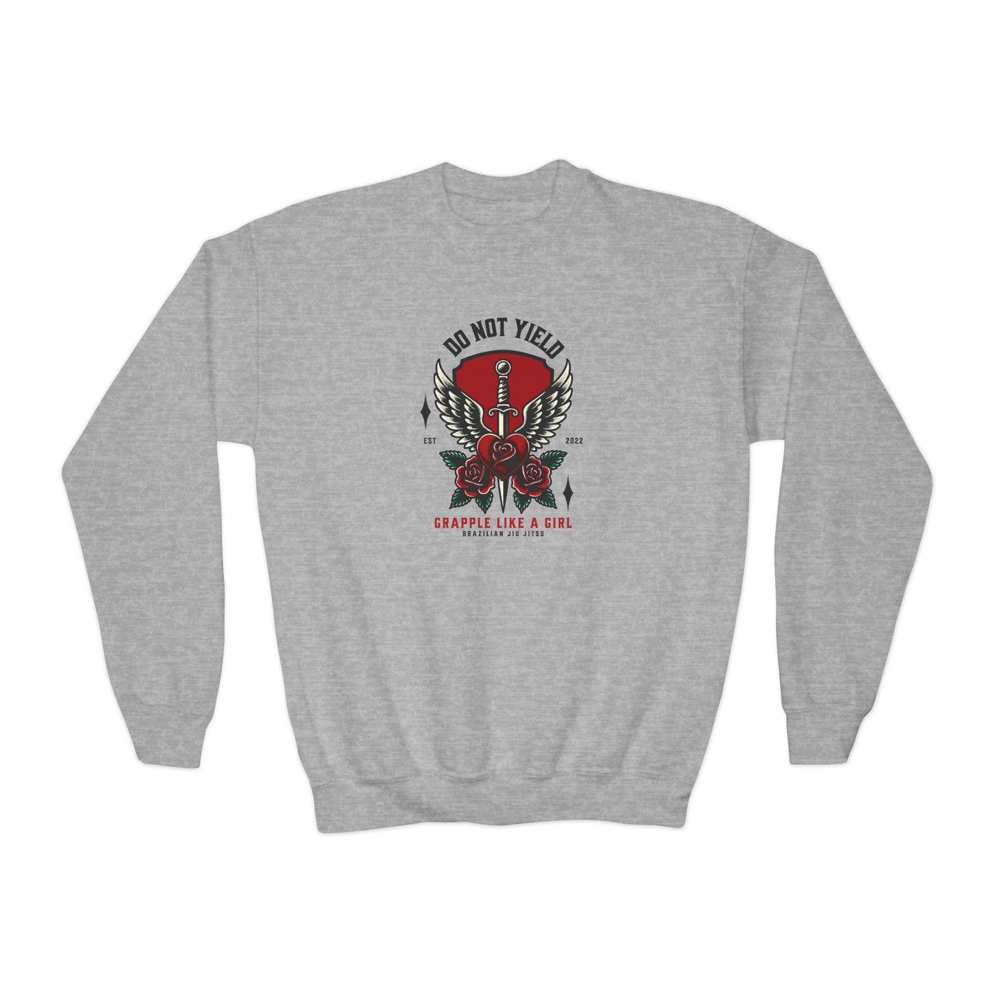 Grapple Like A Girl Youth Crewneck Sweatshirt - Do Not Yield