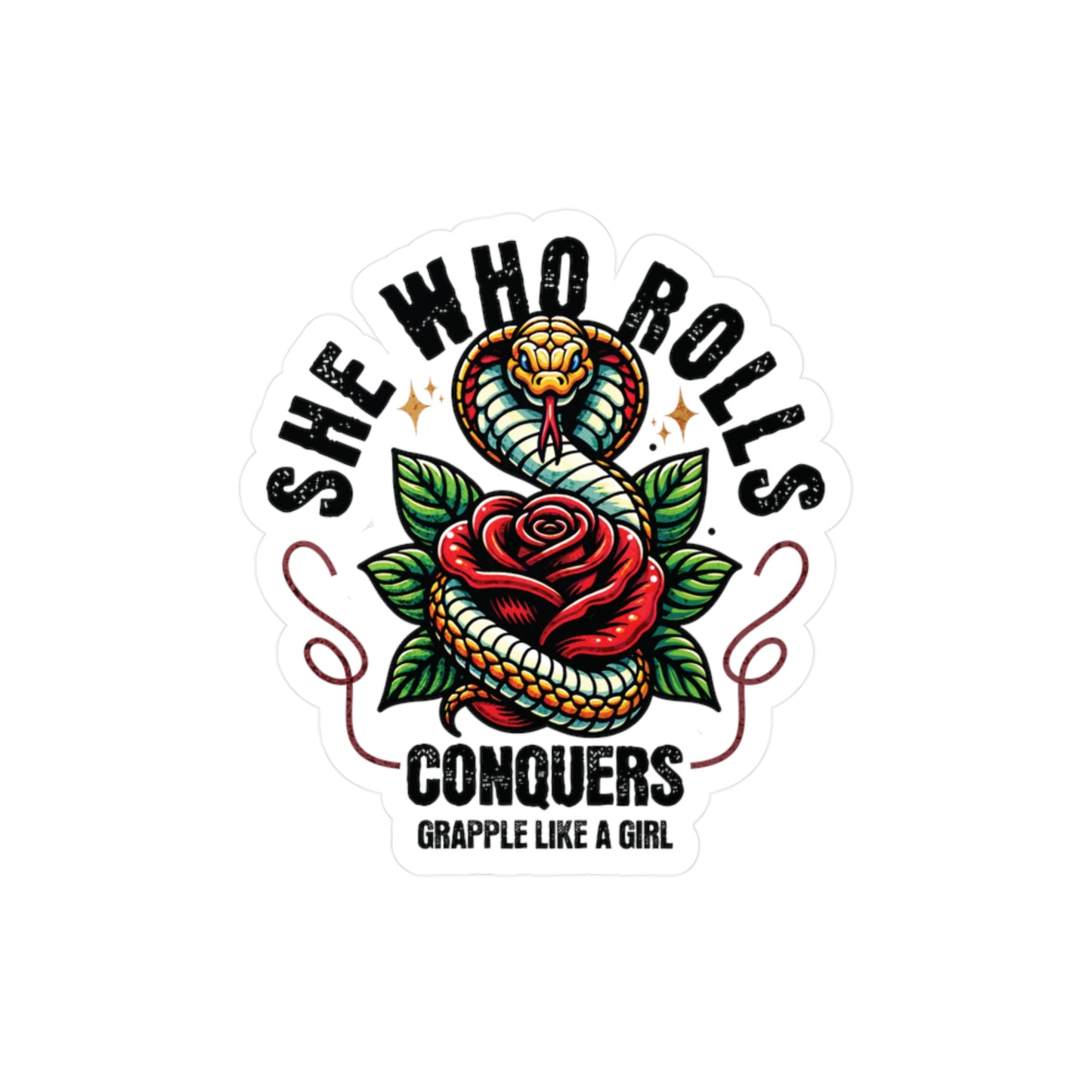 BJJ She Who Rolls Conquers Women's Jiu Jitsu Stickers