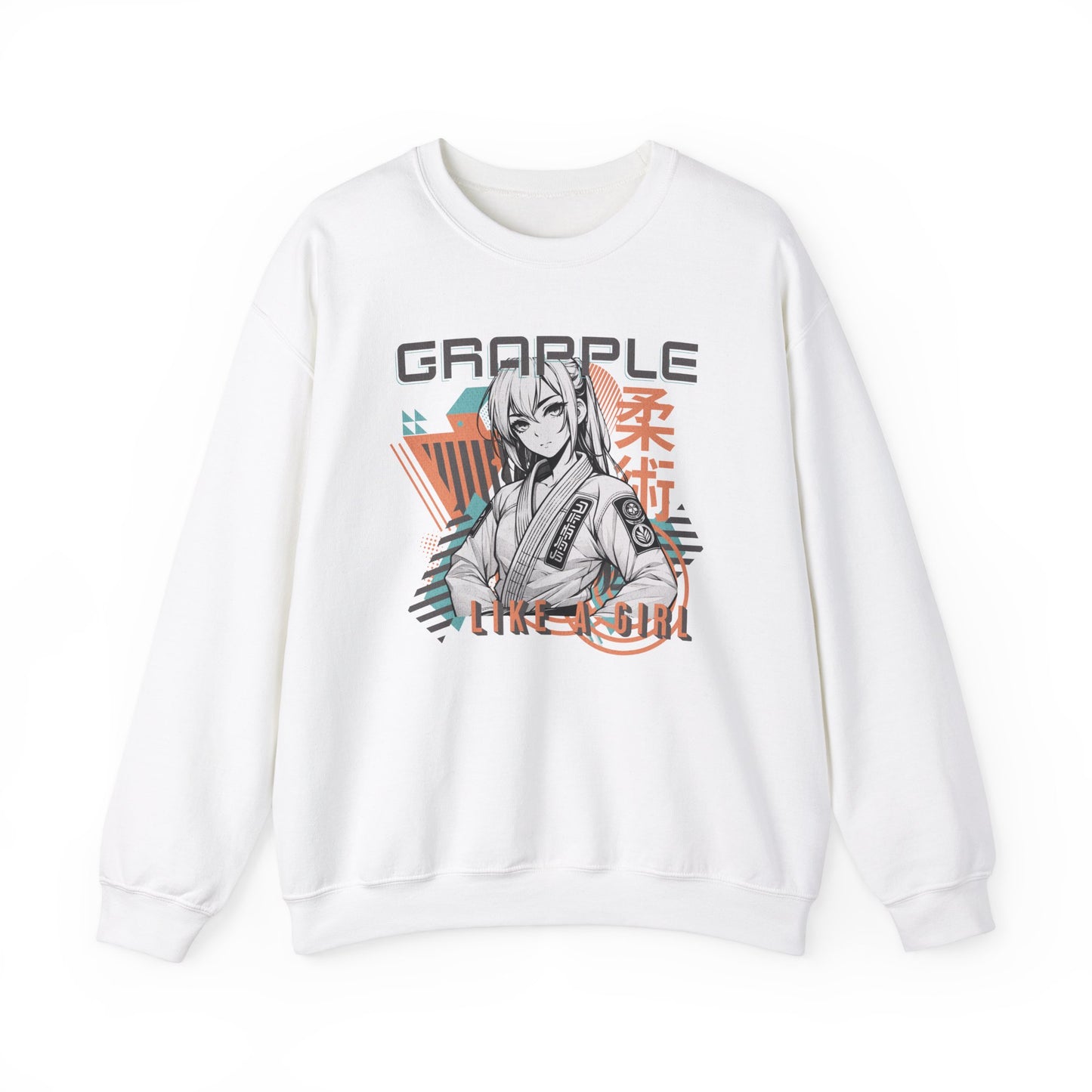Grapple like a Girl BJJ Women's Crewneck Sweater - Anime Girl