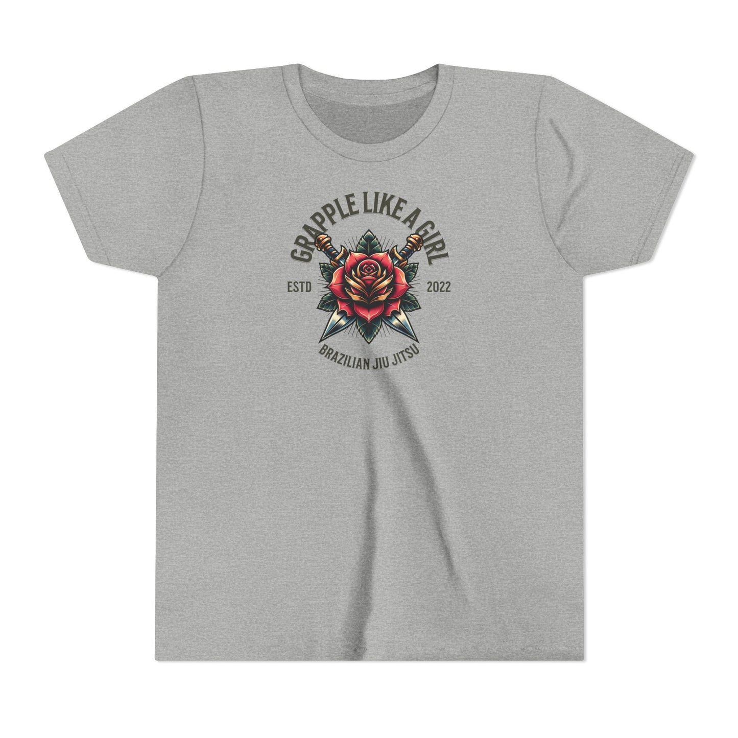 BJJ Youth Girls Short Sleeve Tee - Grapple like a Girl Rose
