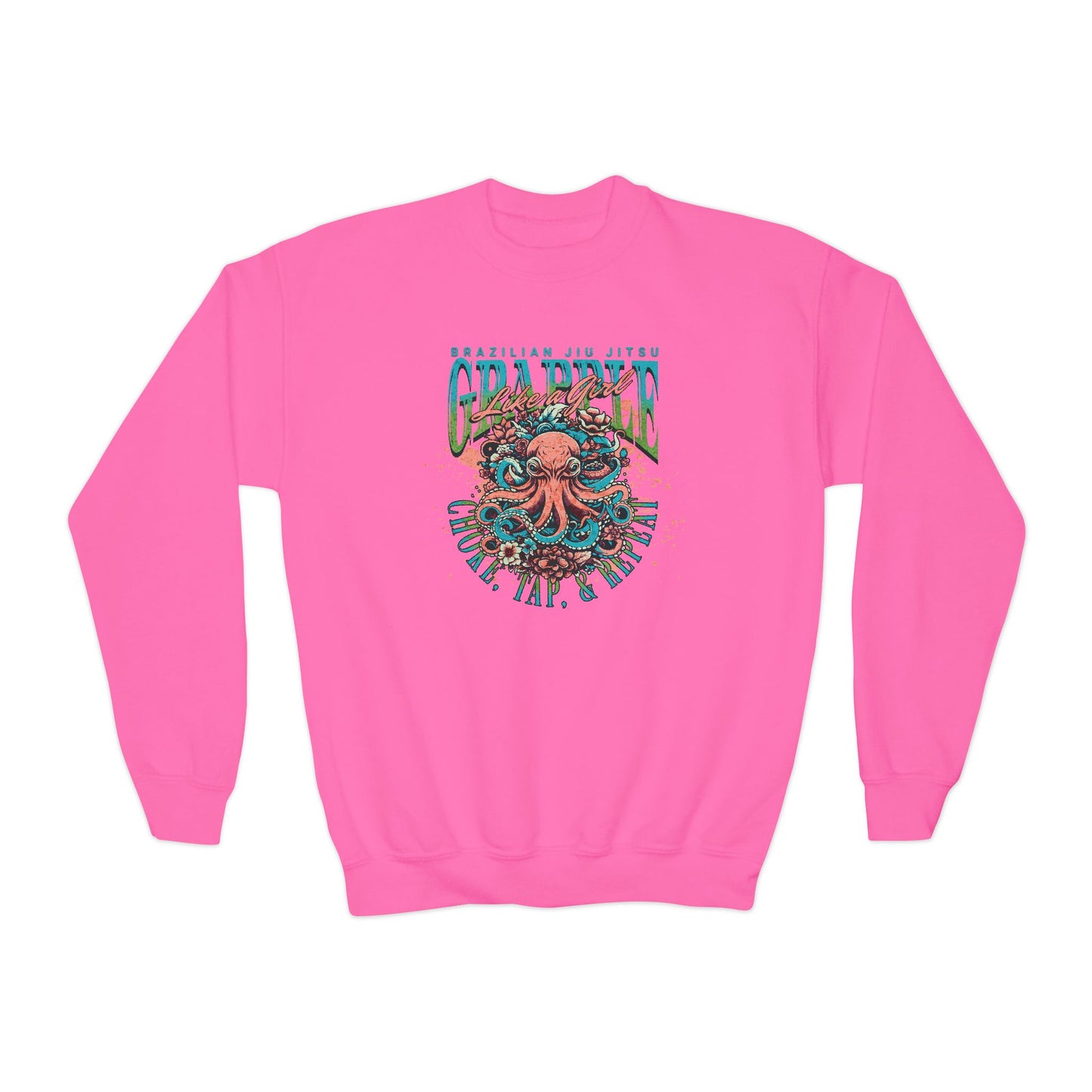 Grapple Like A Girl Youth Crewneck Sweatshirt - Choke, Tap, Repeat