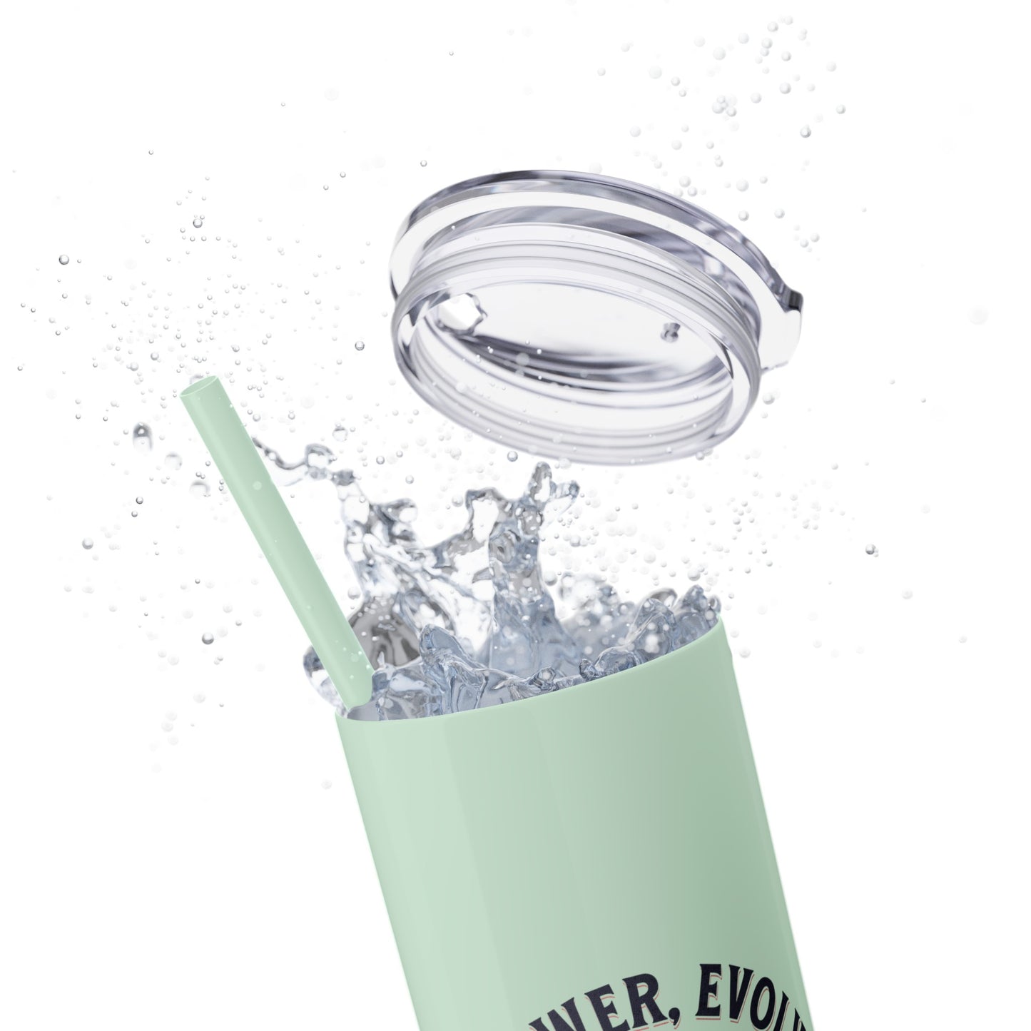 Ladies BJJ Empower, Evolve, Restrict Skinny BJJ Gift Tumbler with Straw, 20oz