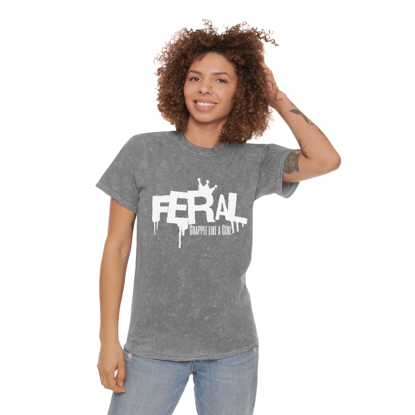 Feral Grapple like a Girl Unisex Fit Mineral Wash T-Shirt