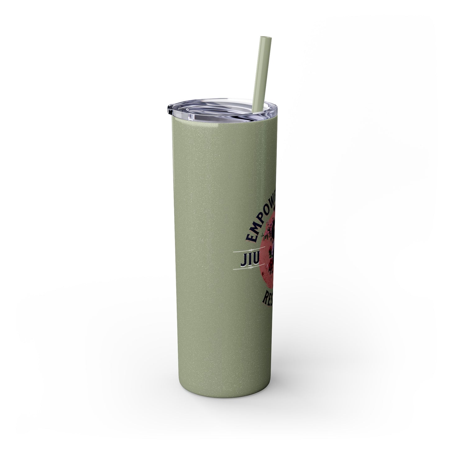 Ladies BJJ Empower, Evolve, Restrict Skinny BJJ Gift Tumbler with Straw, 20oz