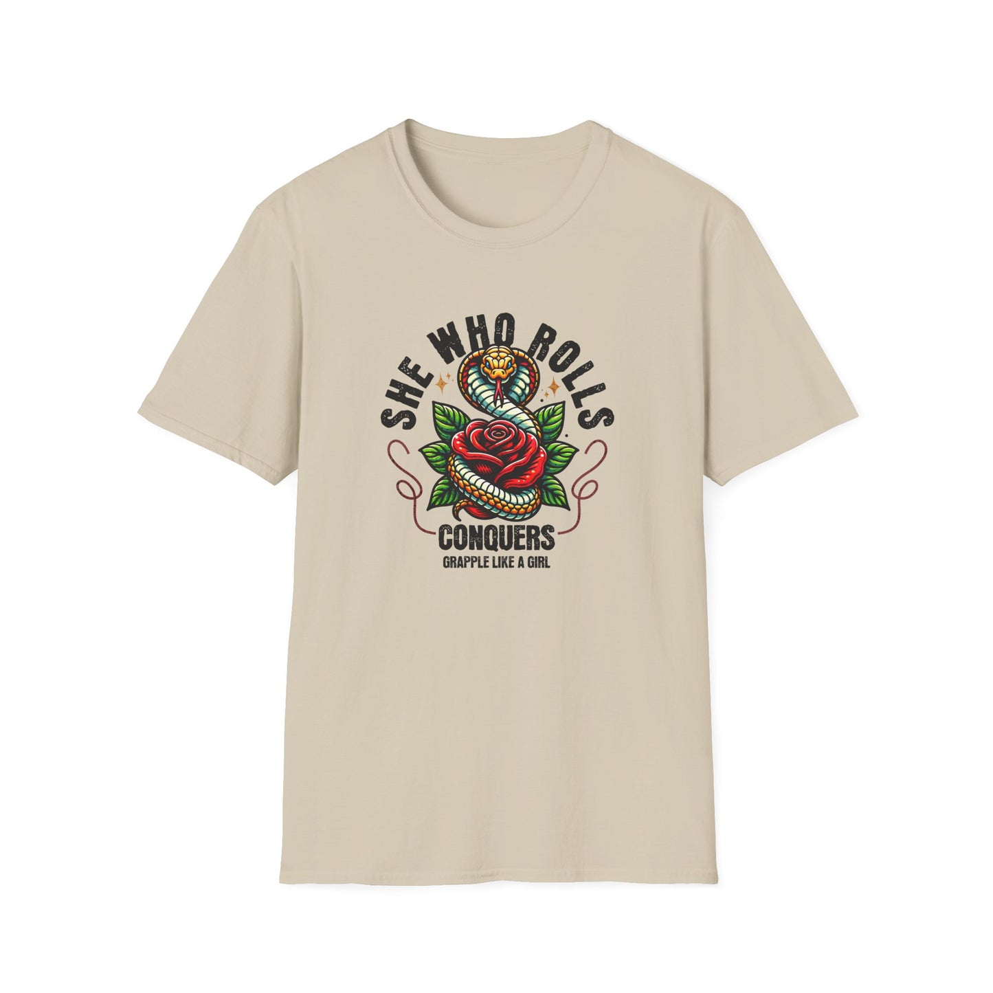 Grapple like a Girl Jiu Jitsu Women's T-Shirt - She Who Rolls Conquers