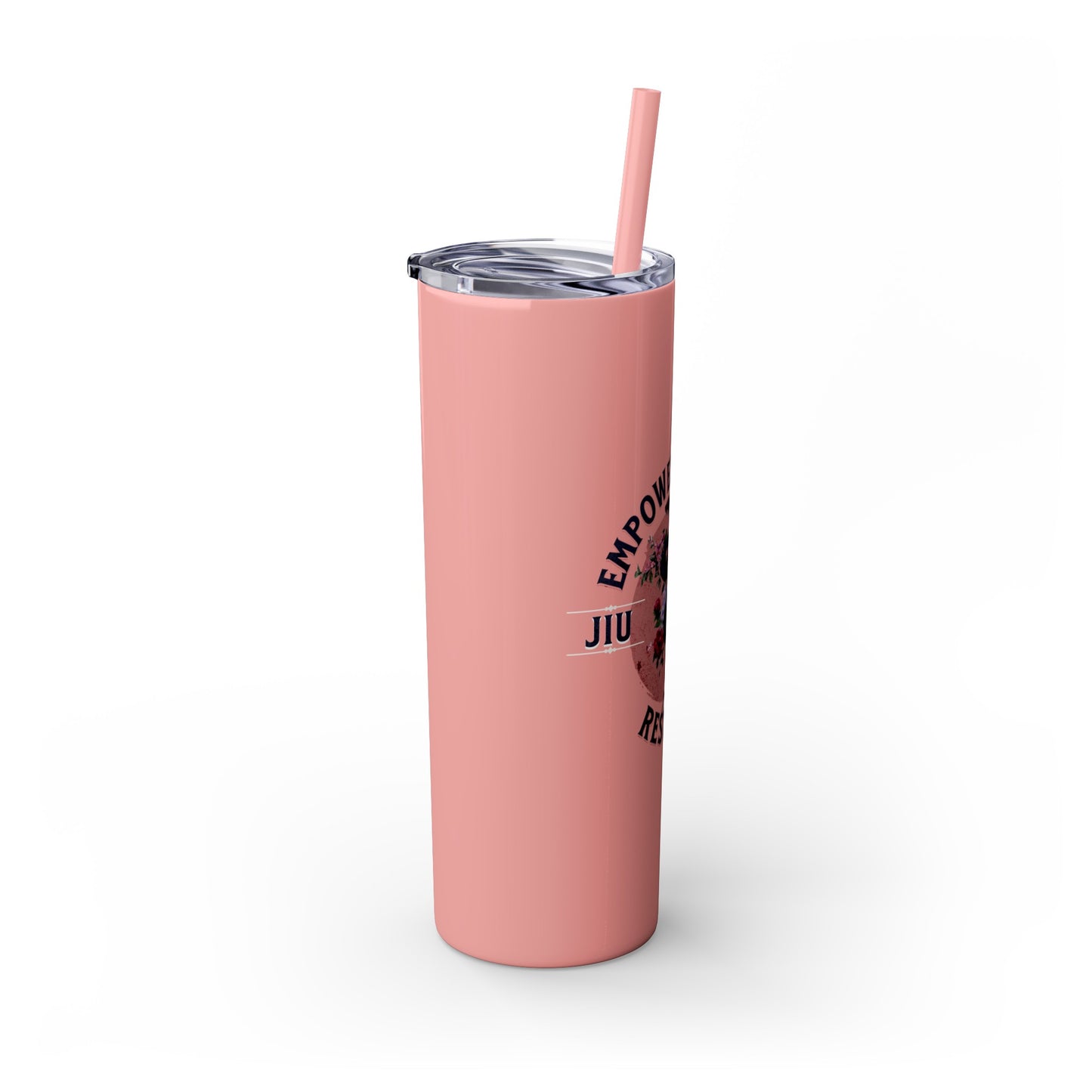 Ladies BJJ Empower, Evolve, Restrict Skinny BJJ Gift Tumbler with Straw, 20oz
