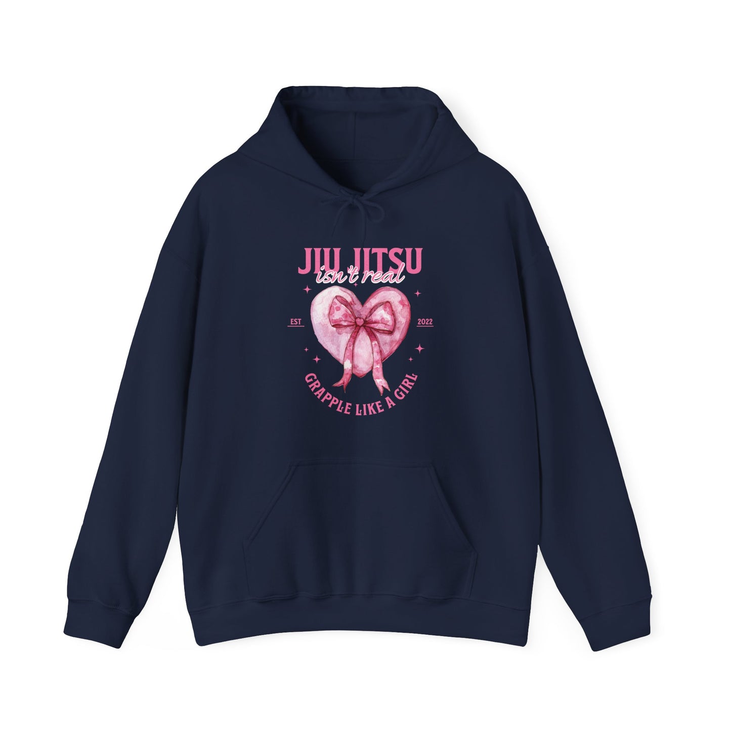 Grapple like a Girl BJJ Hoodie - Jiu Jitsu isn't Real Pink Heart