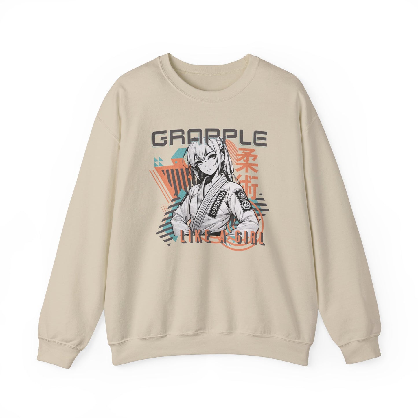 Grapple like a Girl BJJ Women's Crewneck Sweater - Anime Girl