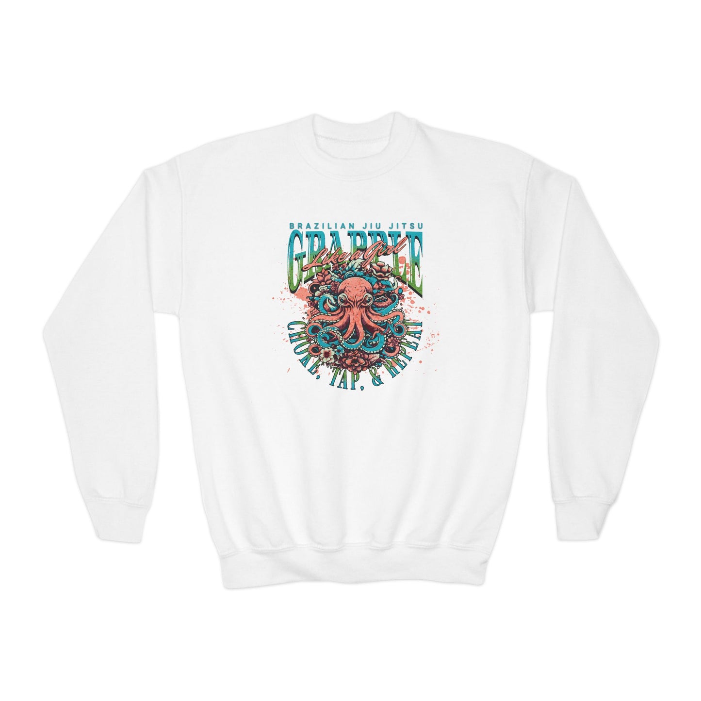 Grapple Like A Girl Youth Crewneck Sweatshirt - Choke, Tap, Repeat