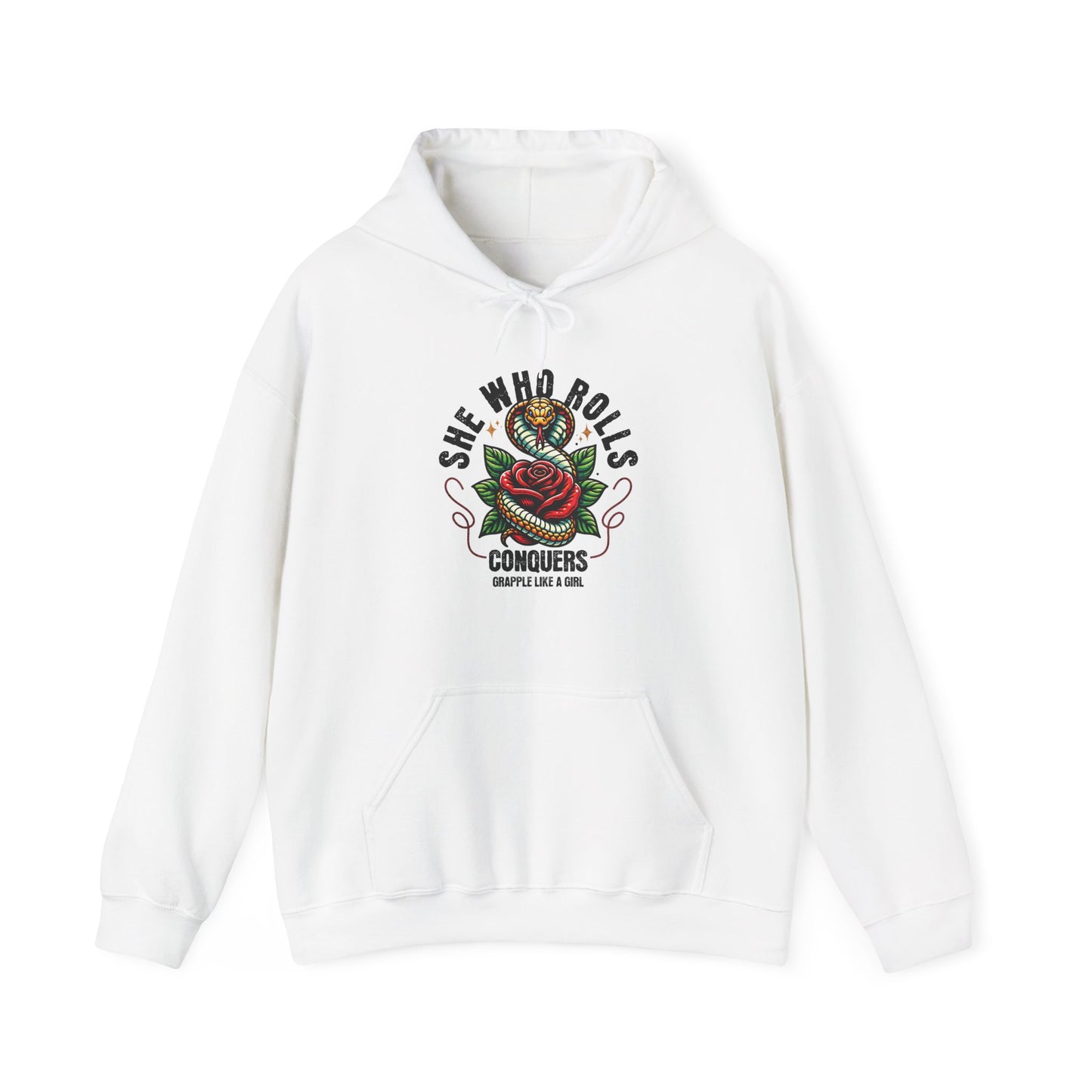Grapple like a Girl Jiu Jitsu Hoodie - She Whoe Rolls Conquers