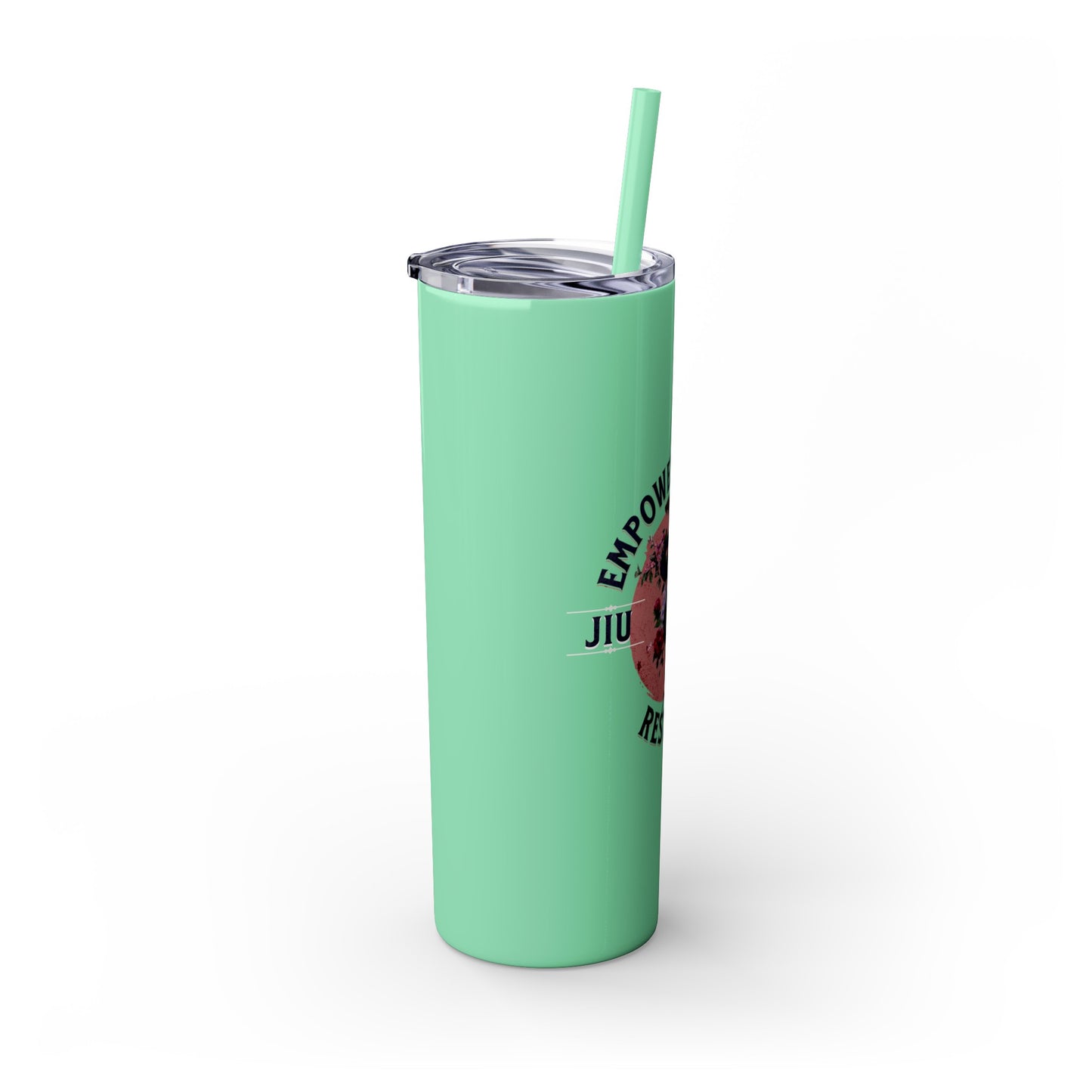 Ladies BJJ Empower, Evolve, Restrict Skinny BJJ Gift Tumbler with Straw, 20oz