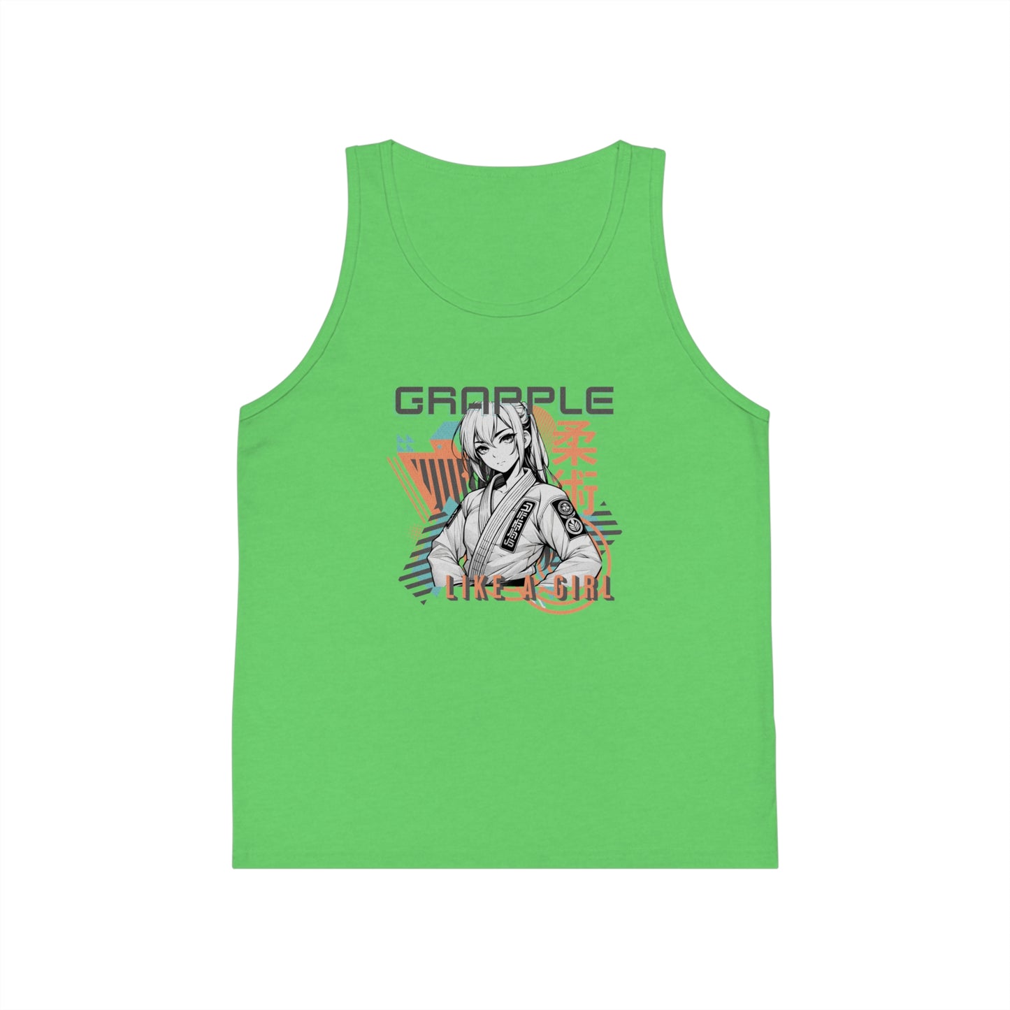 Grapple like a Girl Youth Jersey Tank Top - Anime Girl