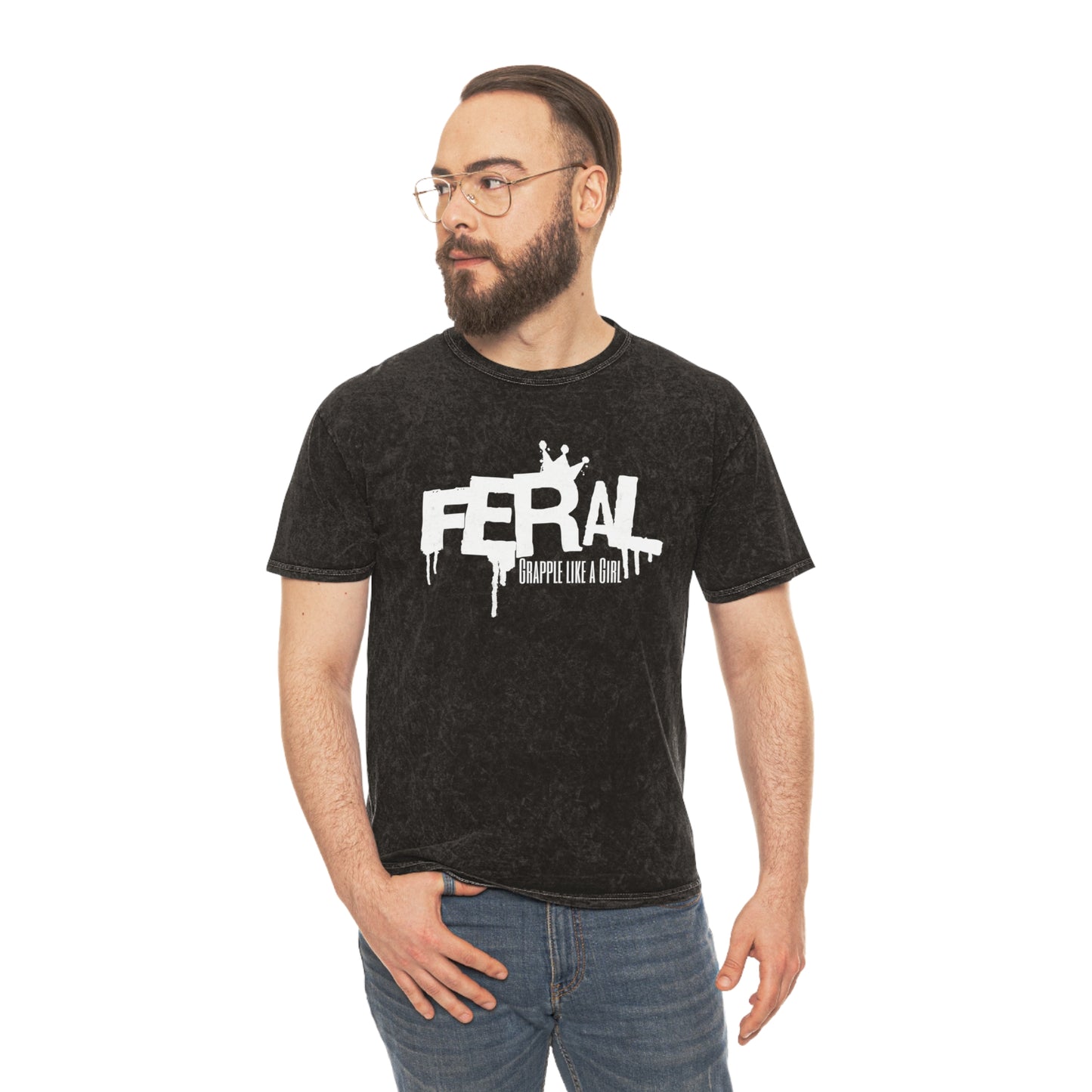 Feral Grapple like a Girl Unisex Fit Mineral Wash T-Shirt