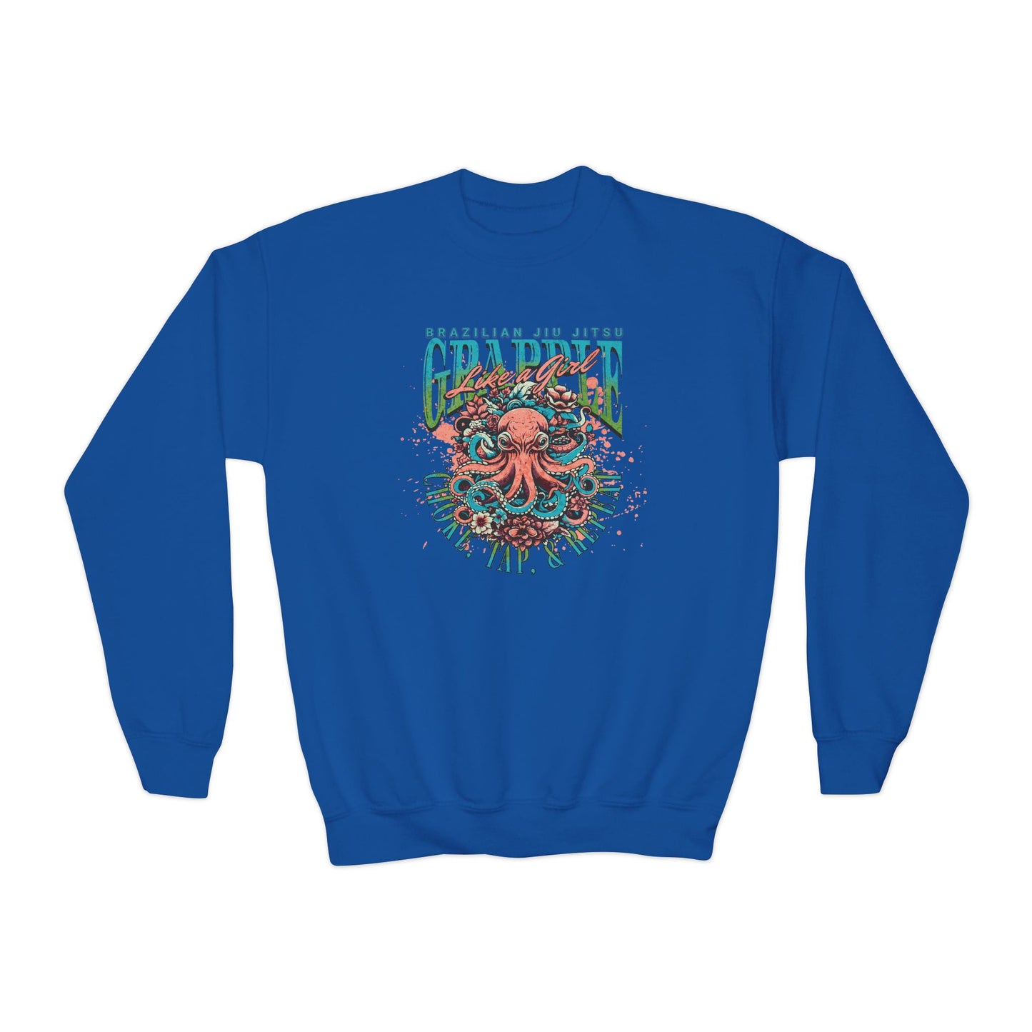Grapple Like A Girl Youth Crewneck Sweatshirt - Choke, Tap, Repeat