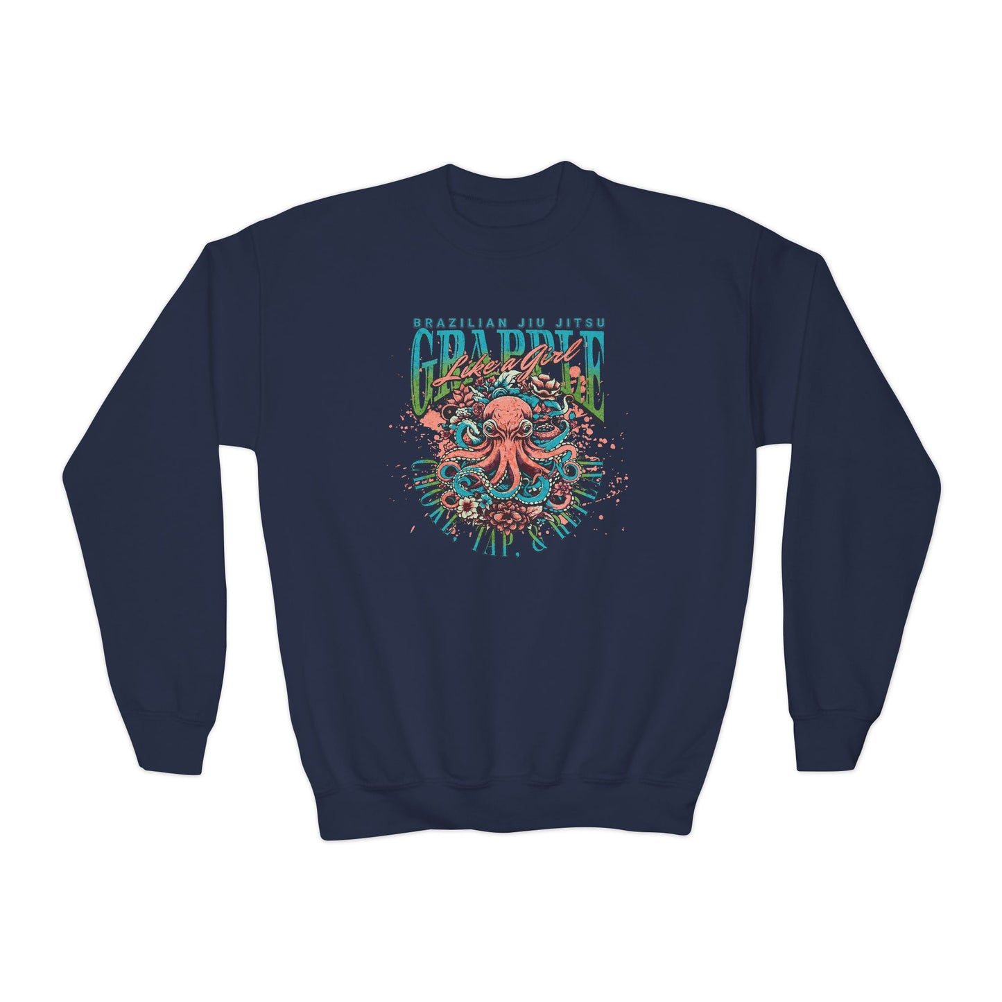 Grapple Like A Girl Youth Crewneck Sweatshirt - Choke, Tap, Repeat