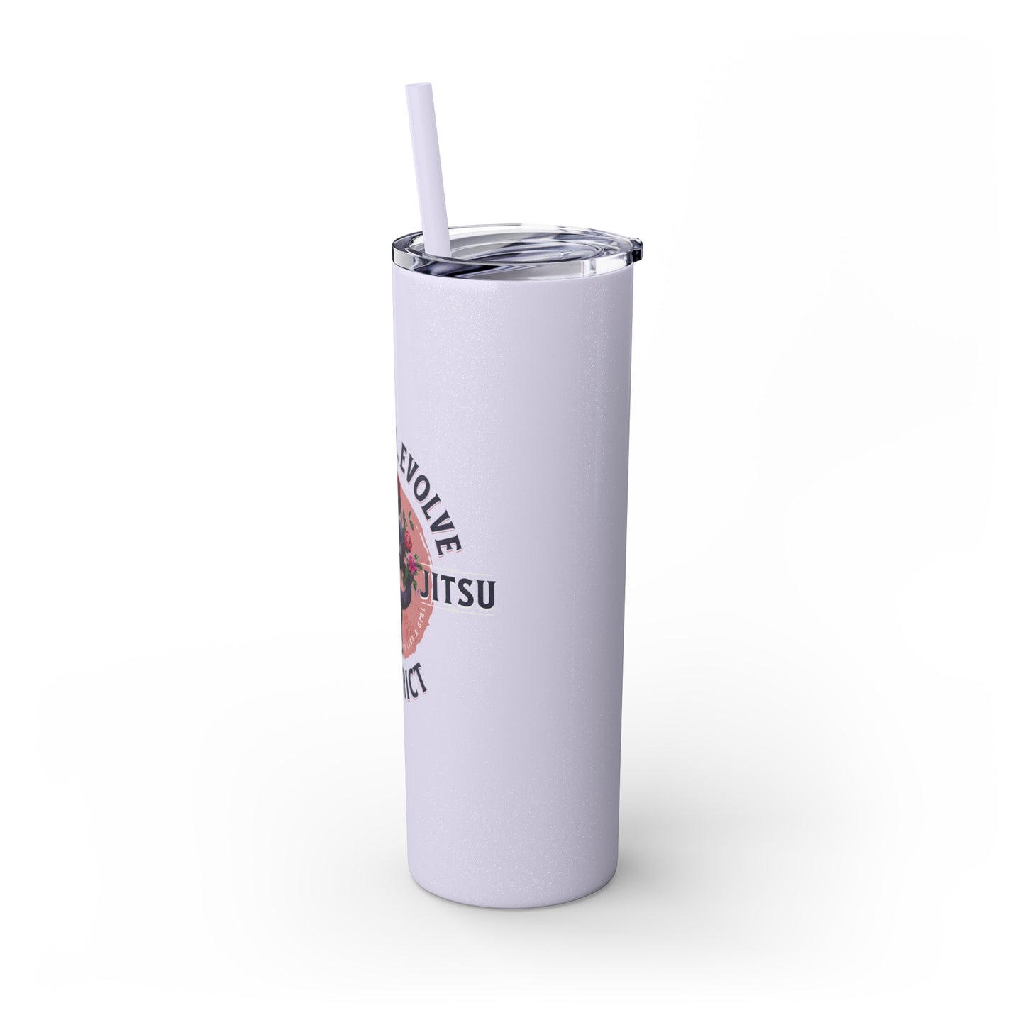 Ladies BJJ Empower, Evolve, Restrict Skinny BJJ Gift Tumbler with Straw, 20oz