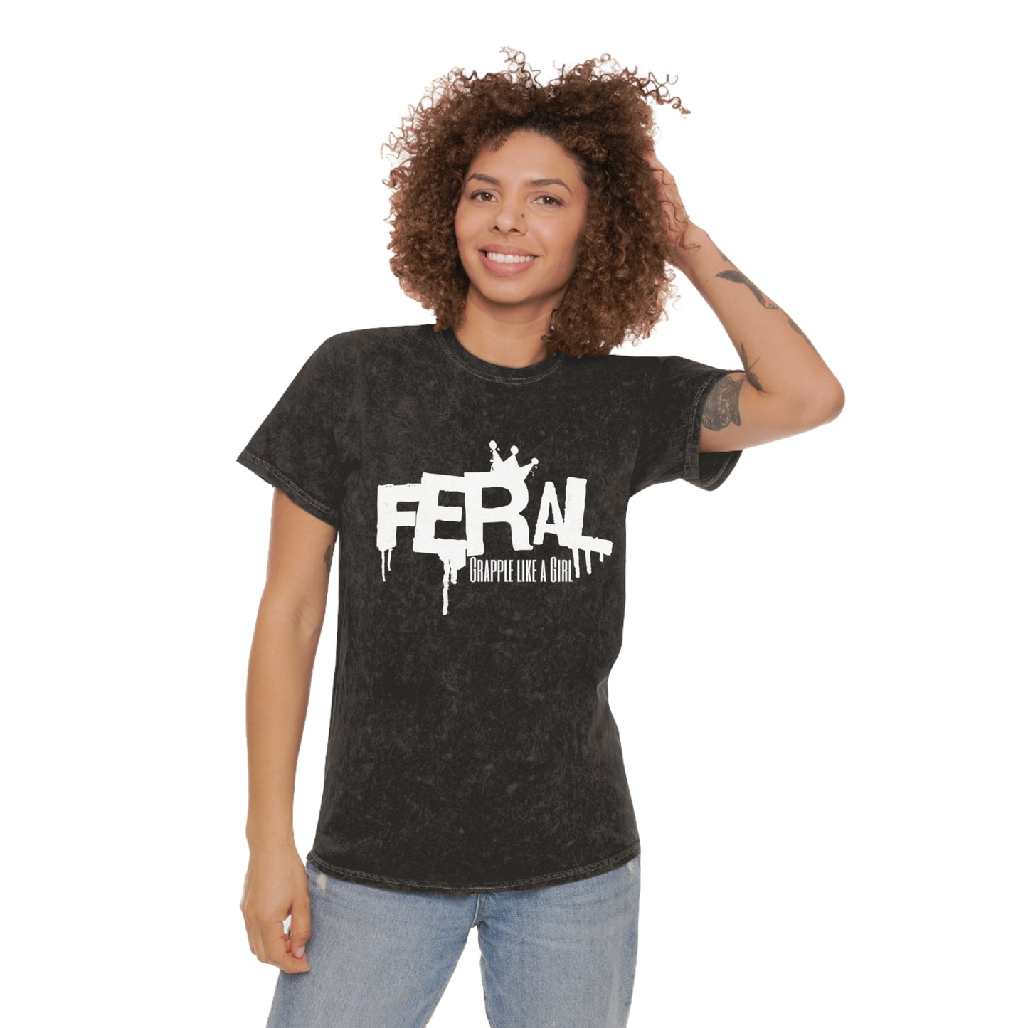 Feral Grapple like a Girl Unisex Fit Mineral Wash T-Shirt