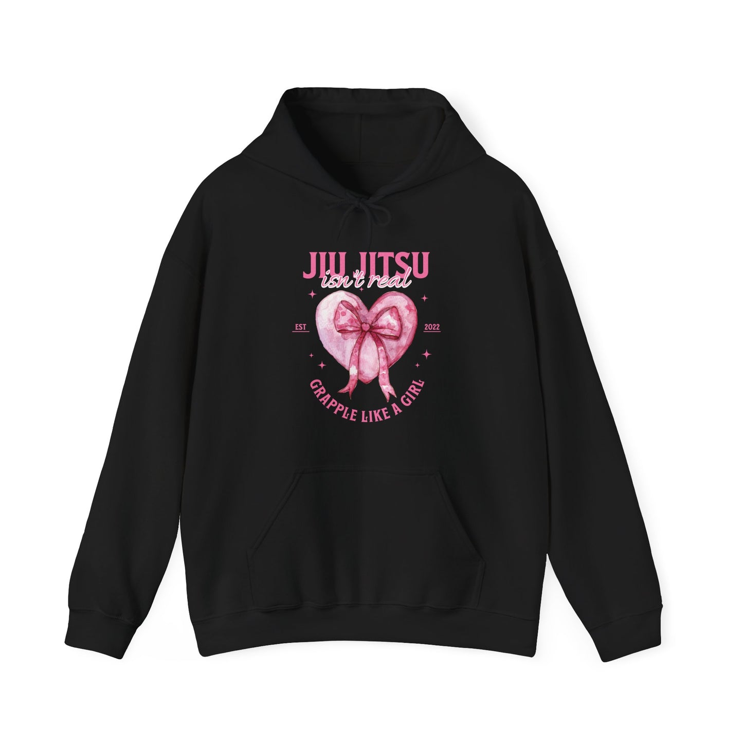 Grapple like a Girl BJJ Hoodie - Jiu Jitsu isn't Real Pink Heart