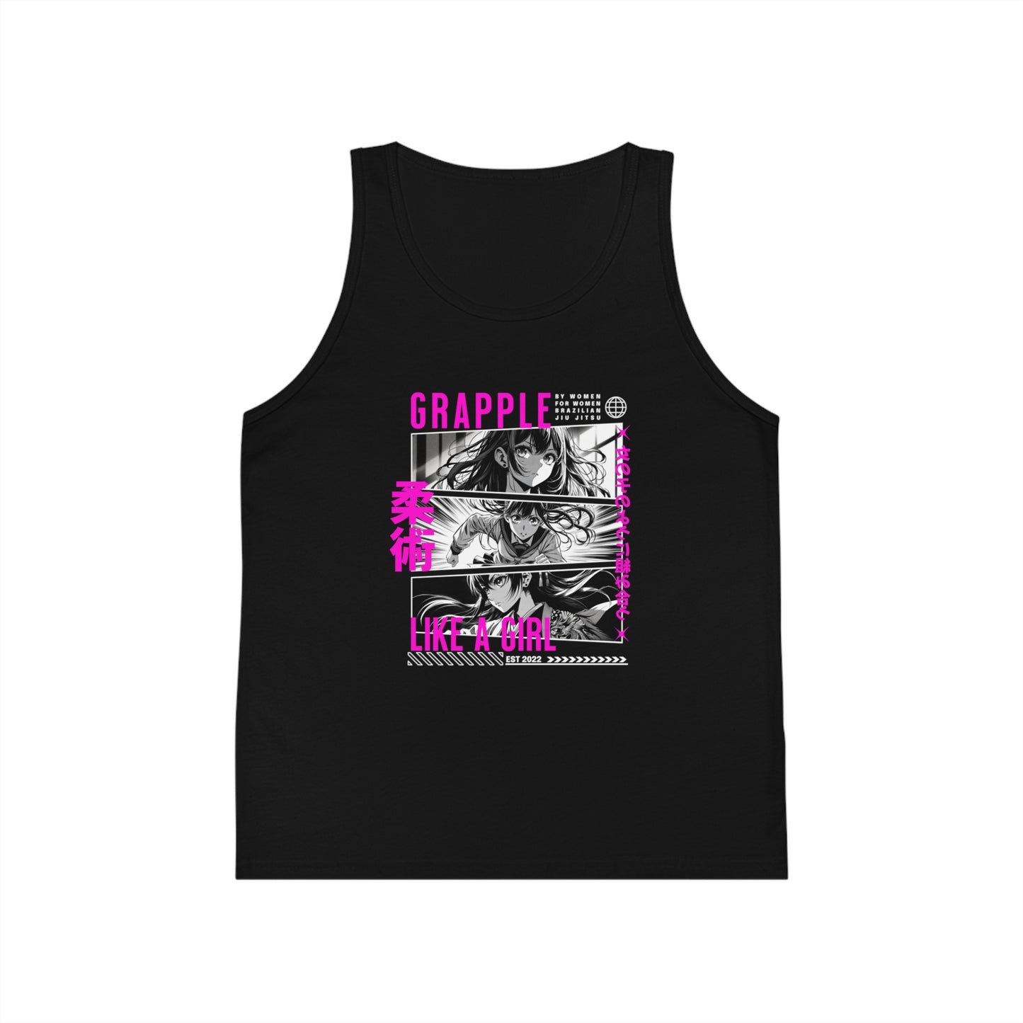 Grapple like a Girl Youth Jersey Tank Top - Anime Girl