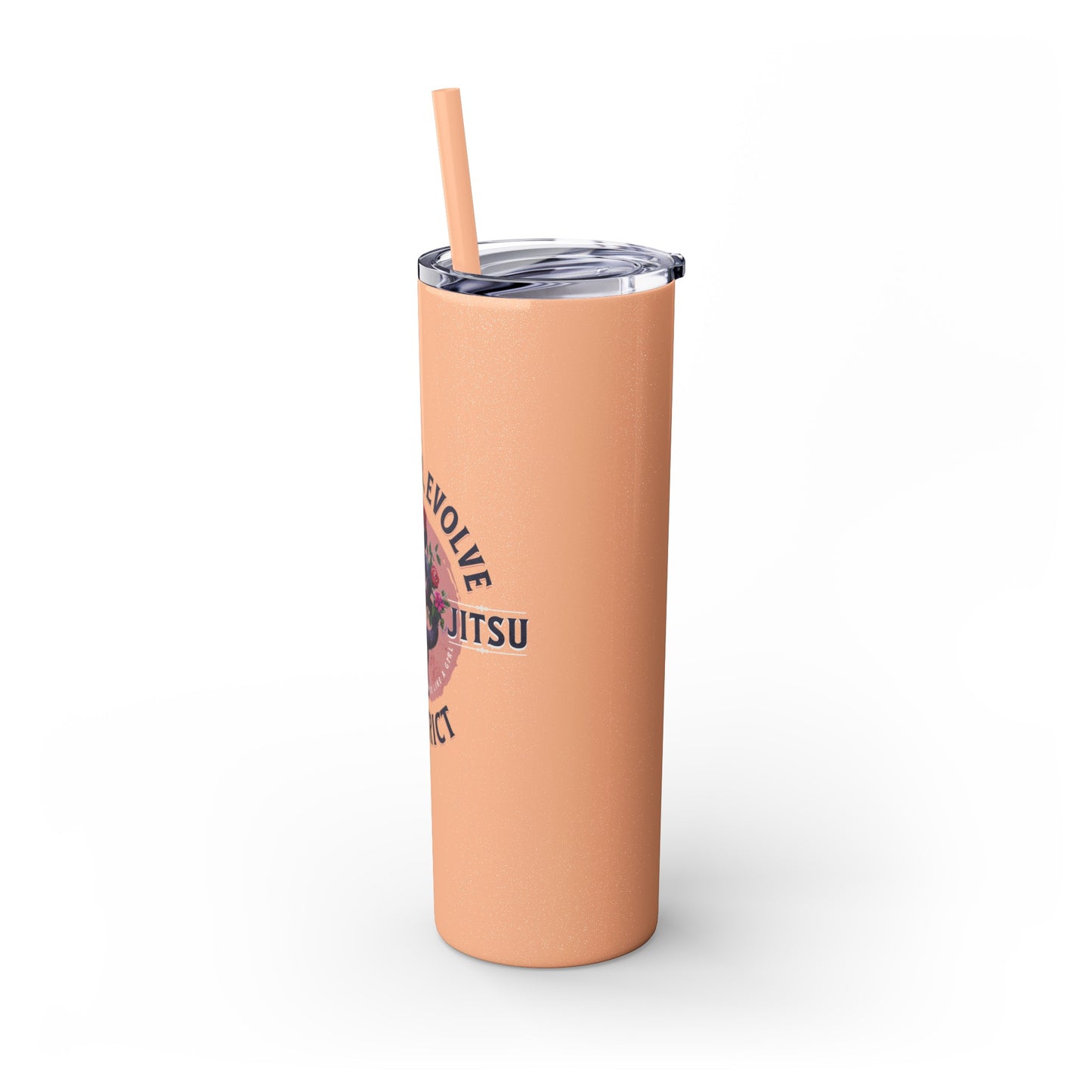 Ladies BJJ Empower, Evolve, Restrict Skinny BJJ Gift Tumbler with Straw, 20oz