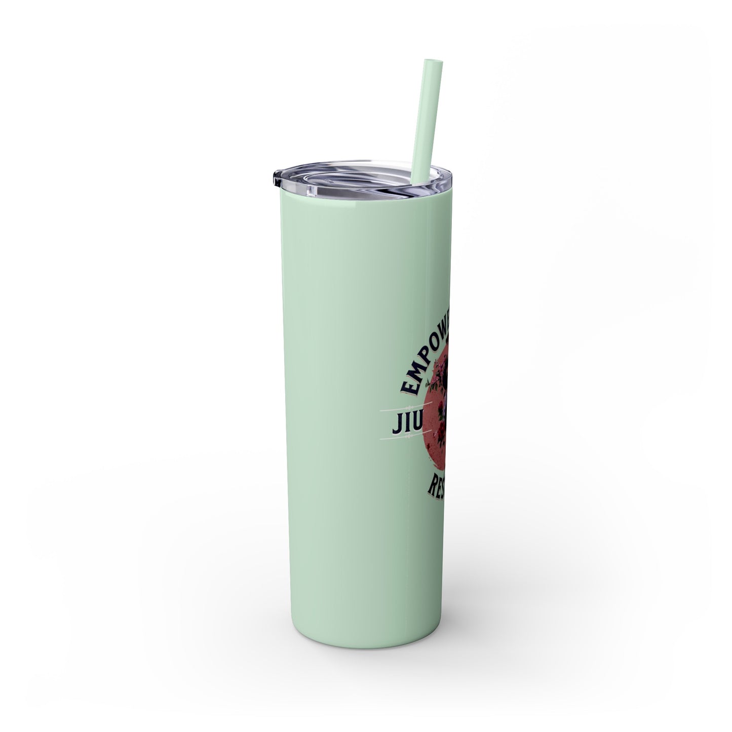 Ladies BJJ Empower, Evolve, Restrict Skinny BJJ Gift Tumbler with Straw, 20oz