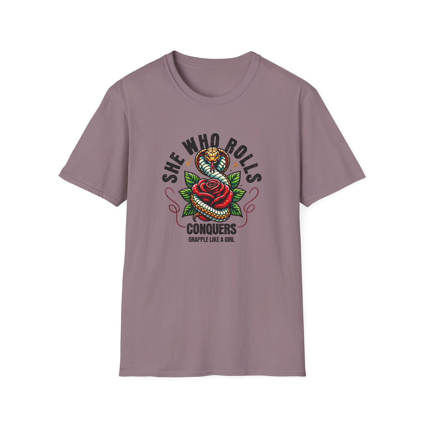 Grapple like a Girl Jiu Jitsu Women's T-Shirt - She Who Rolls Conquers