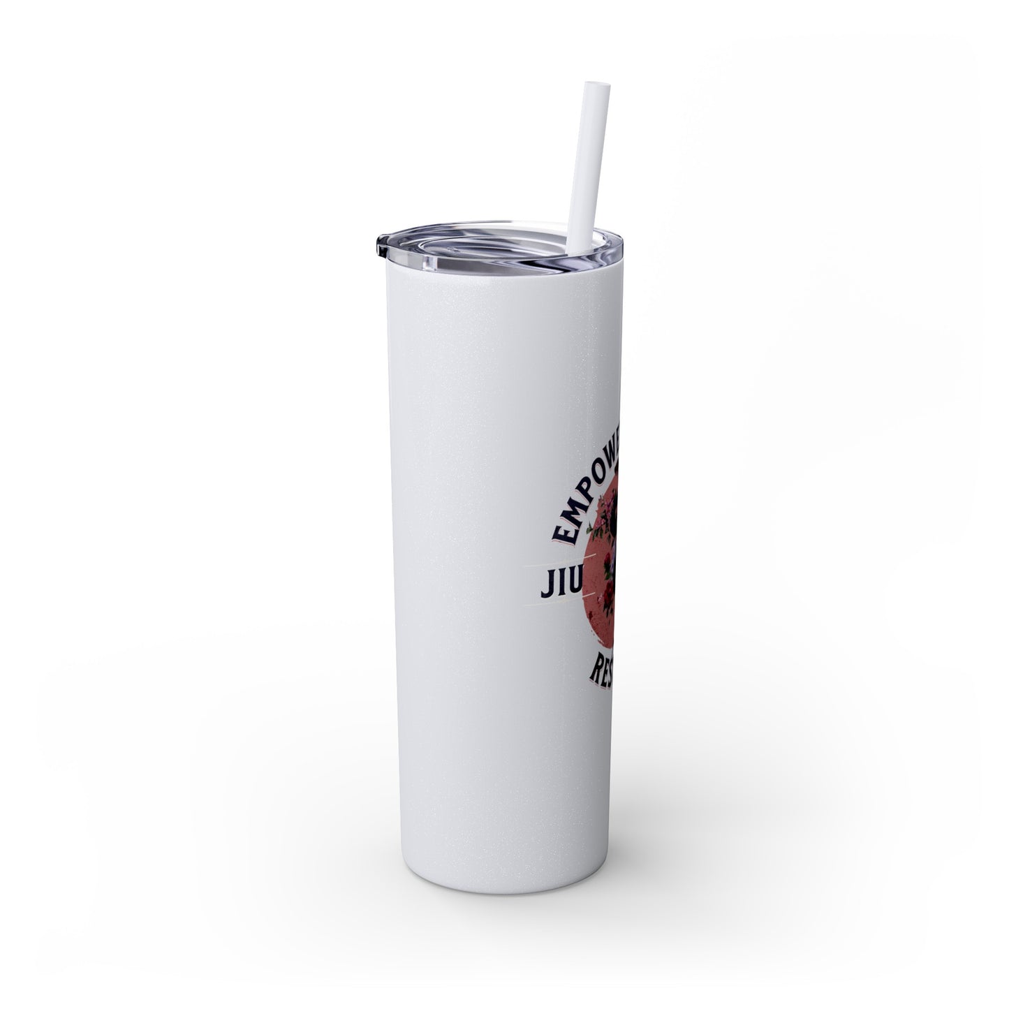 Ladies BJJ Empower, Evolve, Restrict Skinny BJJ Gift Tumbler with Straw, 20oz