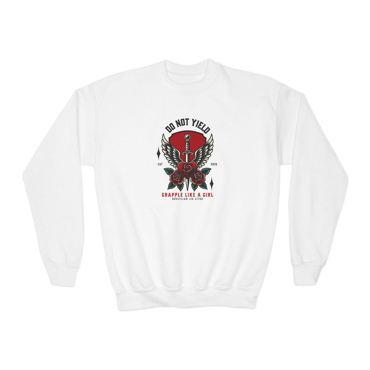 Grapple Like A Girl Youth Crewneck Sweatshirt - Do Not Yield