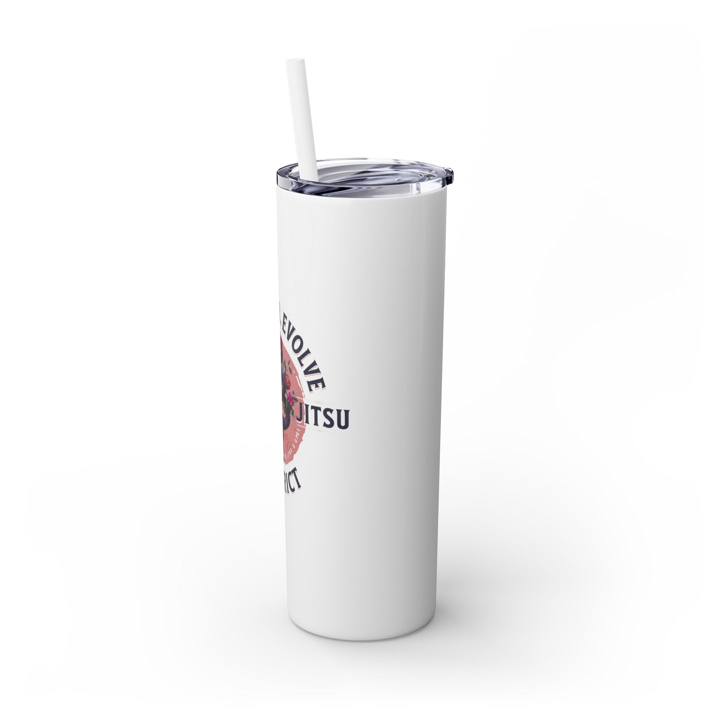 Ladies BJJ Empower, Evolve, Restrict Skinny BJJ Gift Tumbler with Straw, 20oz