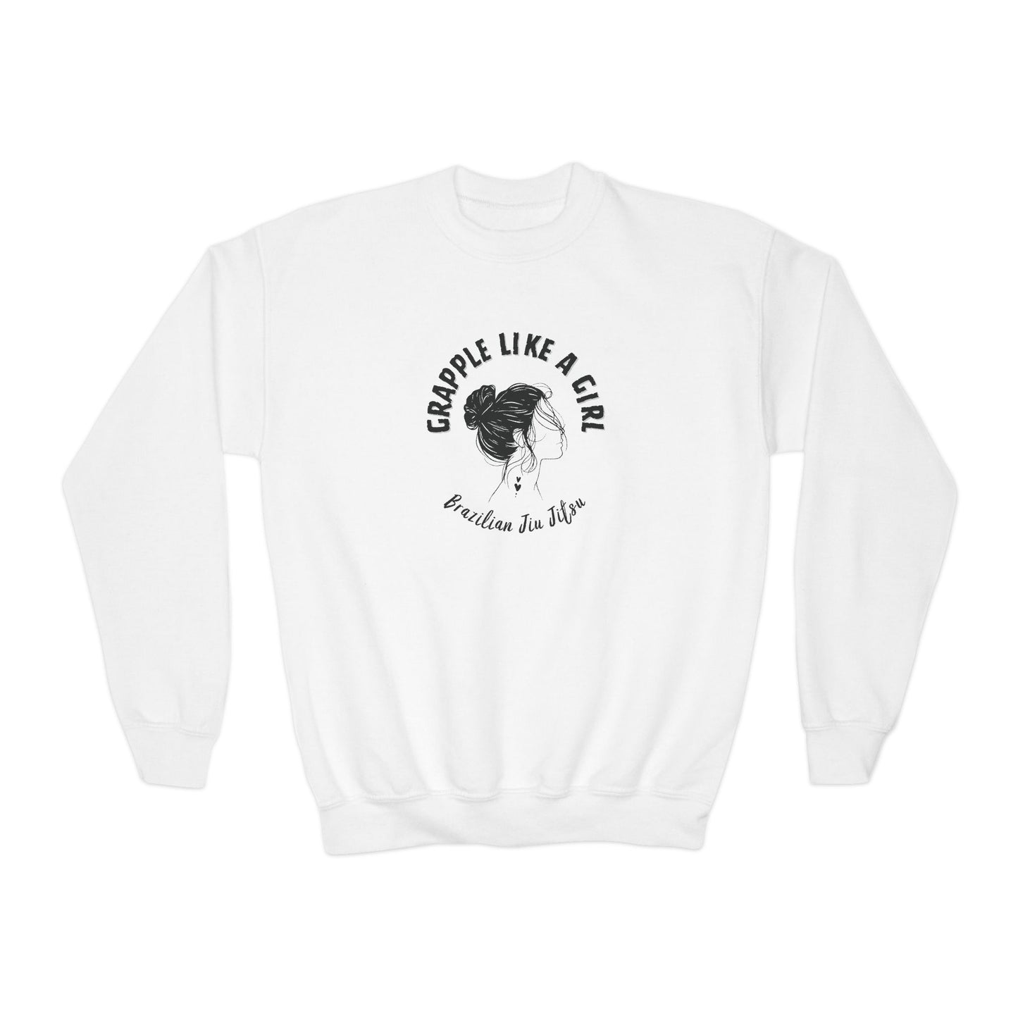 Grapple Like A Girl Youth Crewneck Sweatshirt - Girl Logo