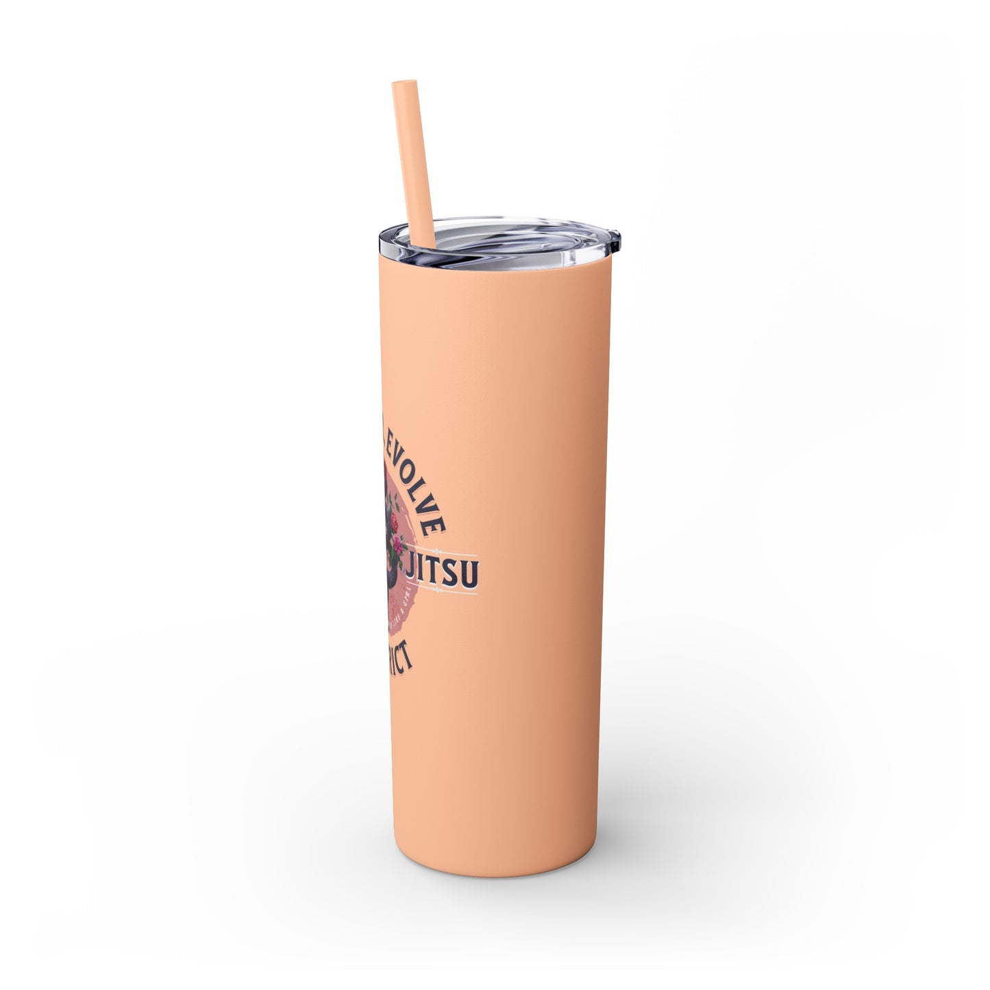 Ladies BJJ Empower, Evolve, Restrict Skinny BJJ Gift Tumbler with Straw, 20oz