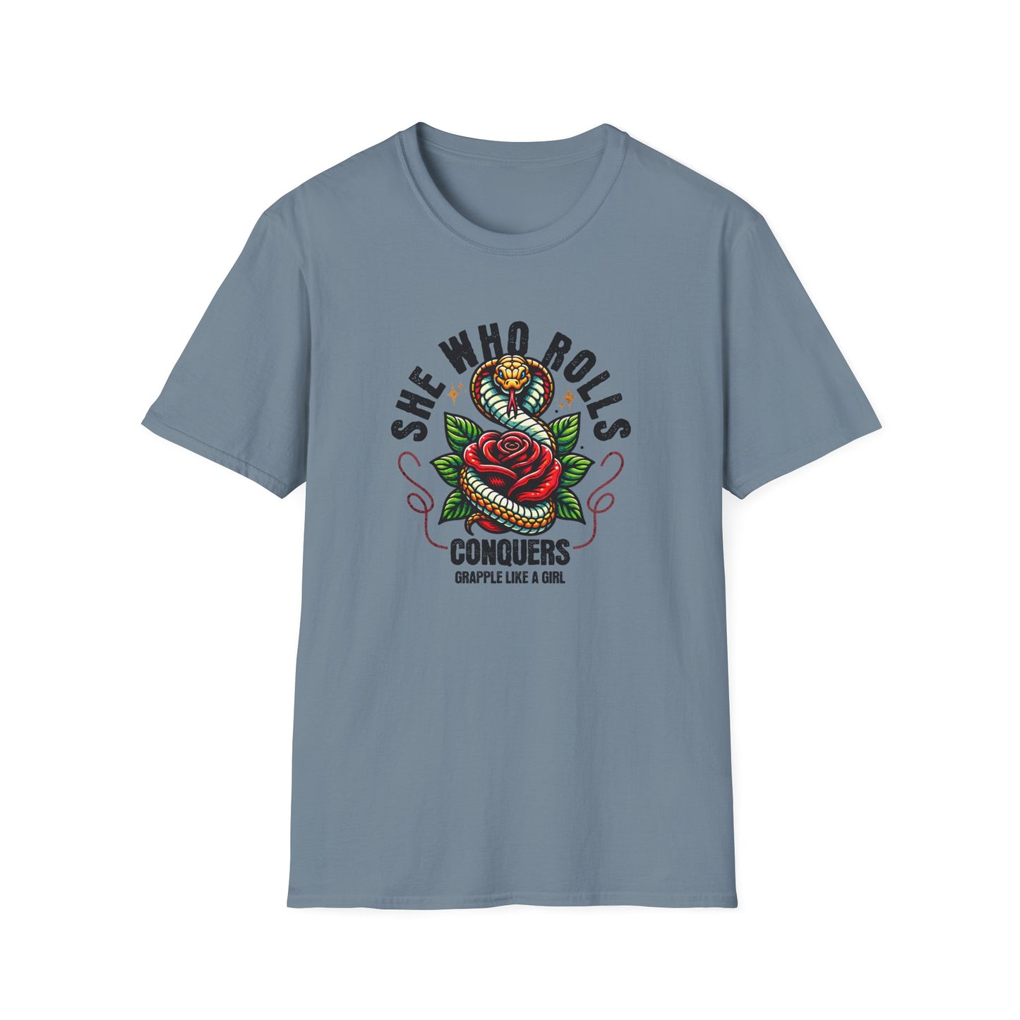 Grapple like a Girl Jiu Jitsu Women's T-Shirt - She Who Rolls Conquers