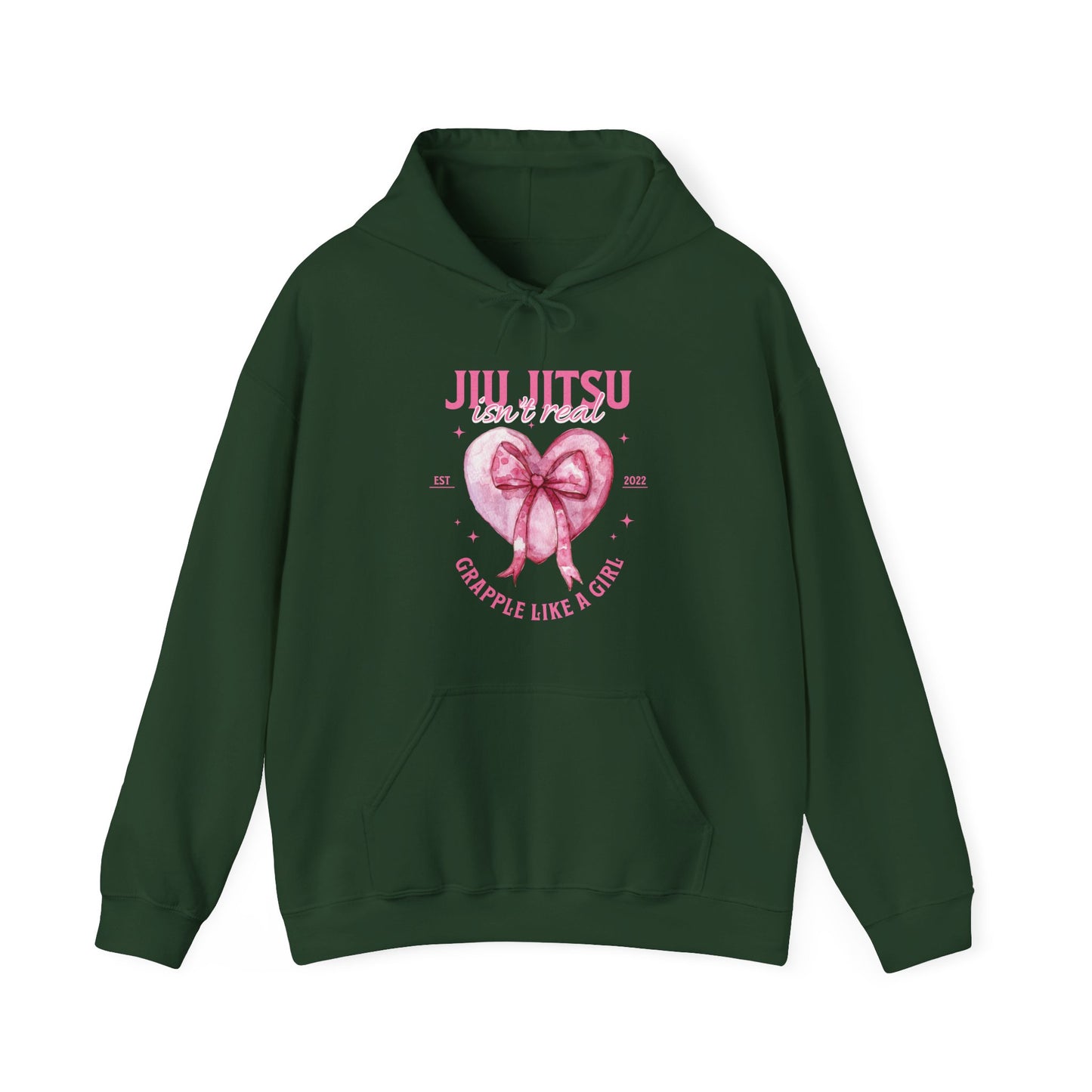 Grapple like a Girl BJJ Hoodie - Jiu Jitsu isn't Real Pink Heart