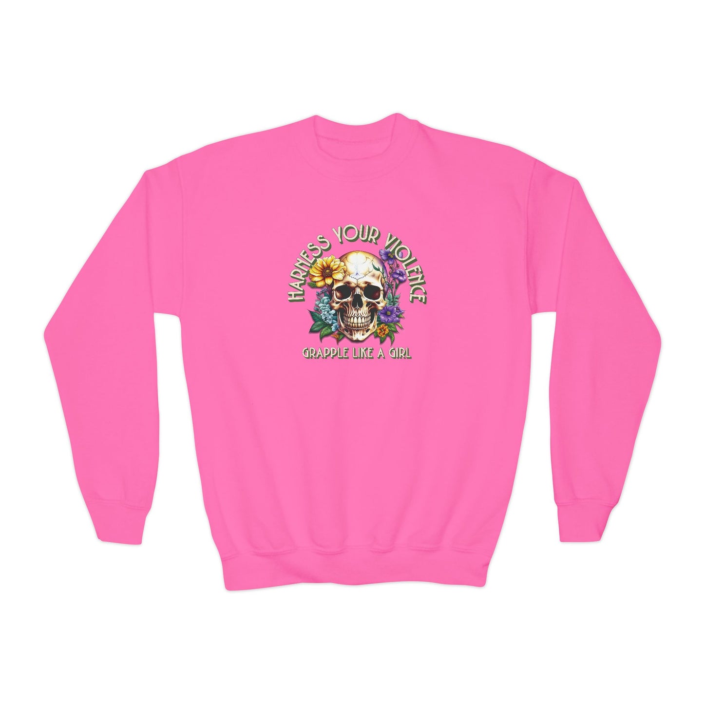 Grapple Like A Girl Youth Crewneck Sweatshirt - Harness Your Violence