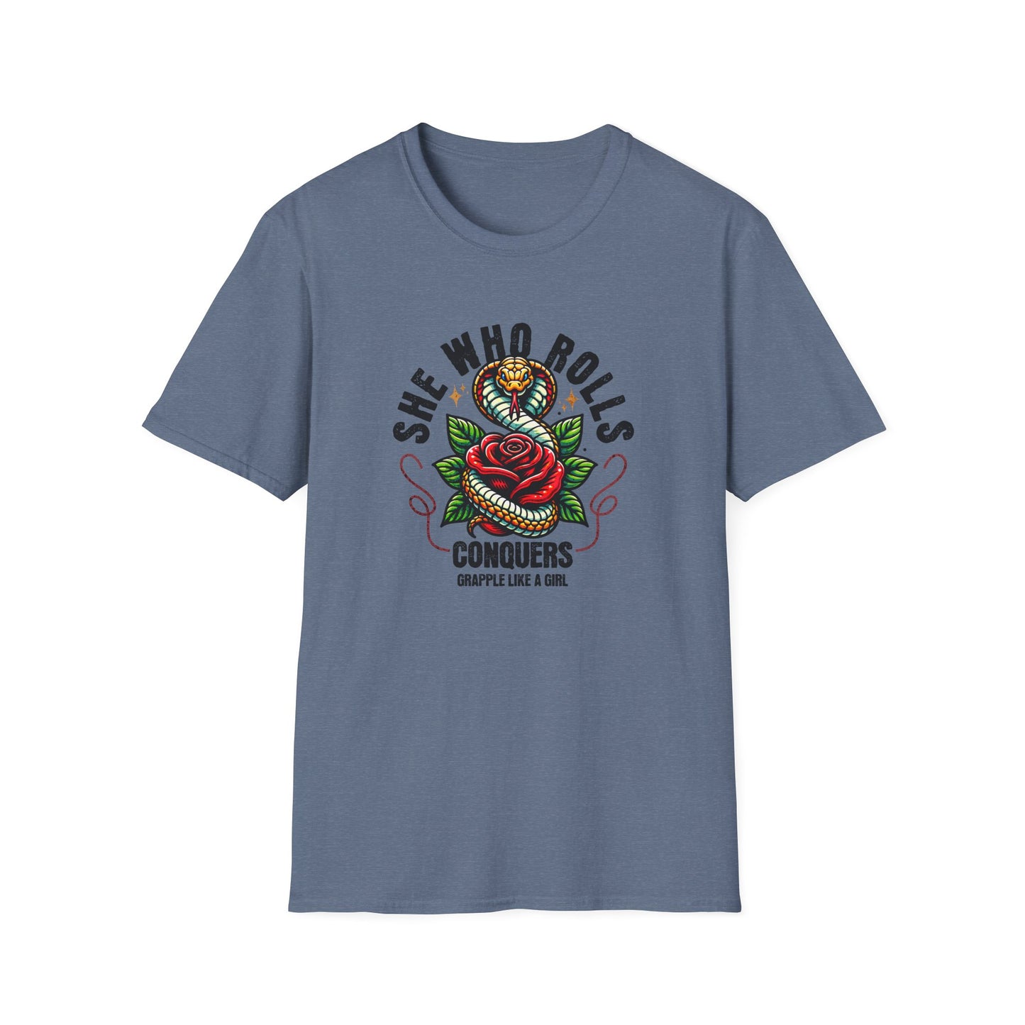 Grapple like a Girl Jiu Jitsu Women's T-Shirt - She Who Rolls Conquers