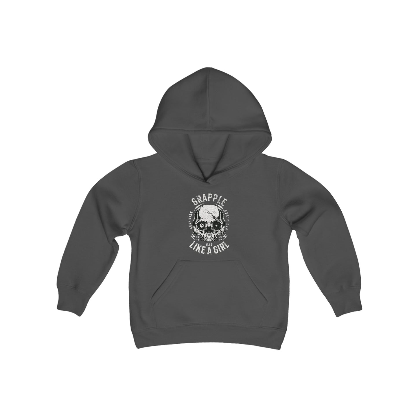 Youth Grapple like a Girl BJJ Skull Jiu Jitsu Hoodie