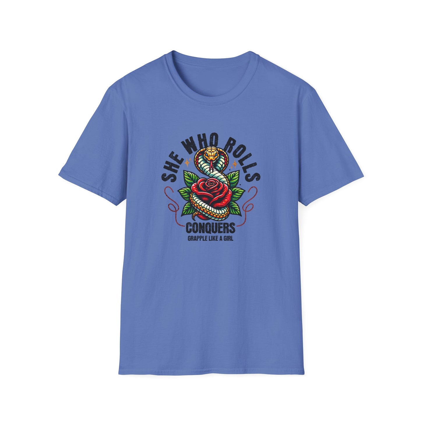 Grapple like a Girl Jiu Jitsu Women's T-Shirt - She Who Rolls Conquers