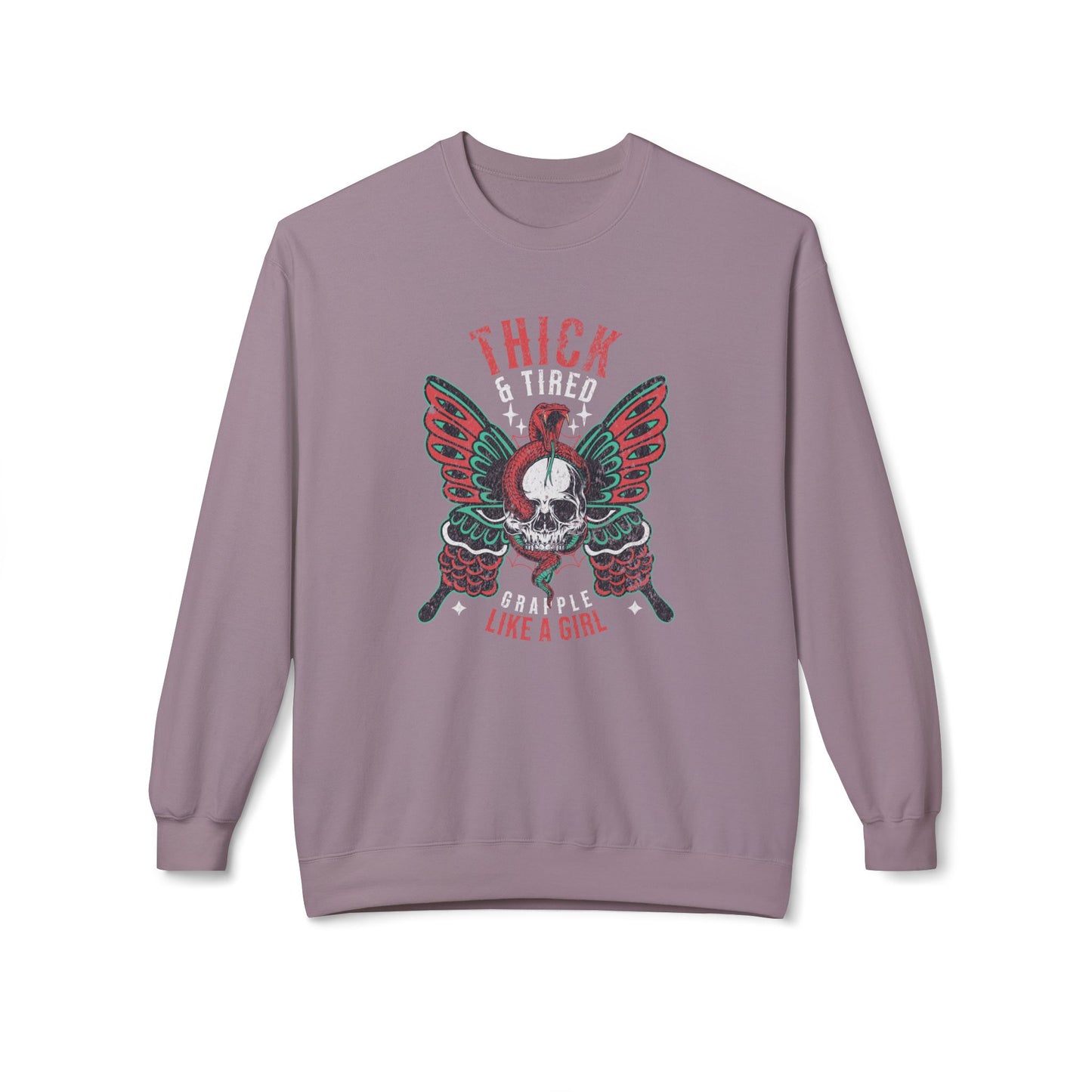 Crewneck Sweatshirt - Grapple Like a Girl Thick & Tired BJJ Sweater