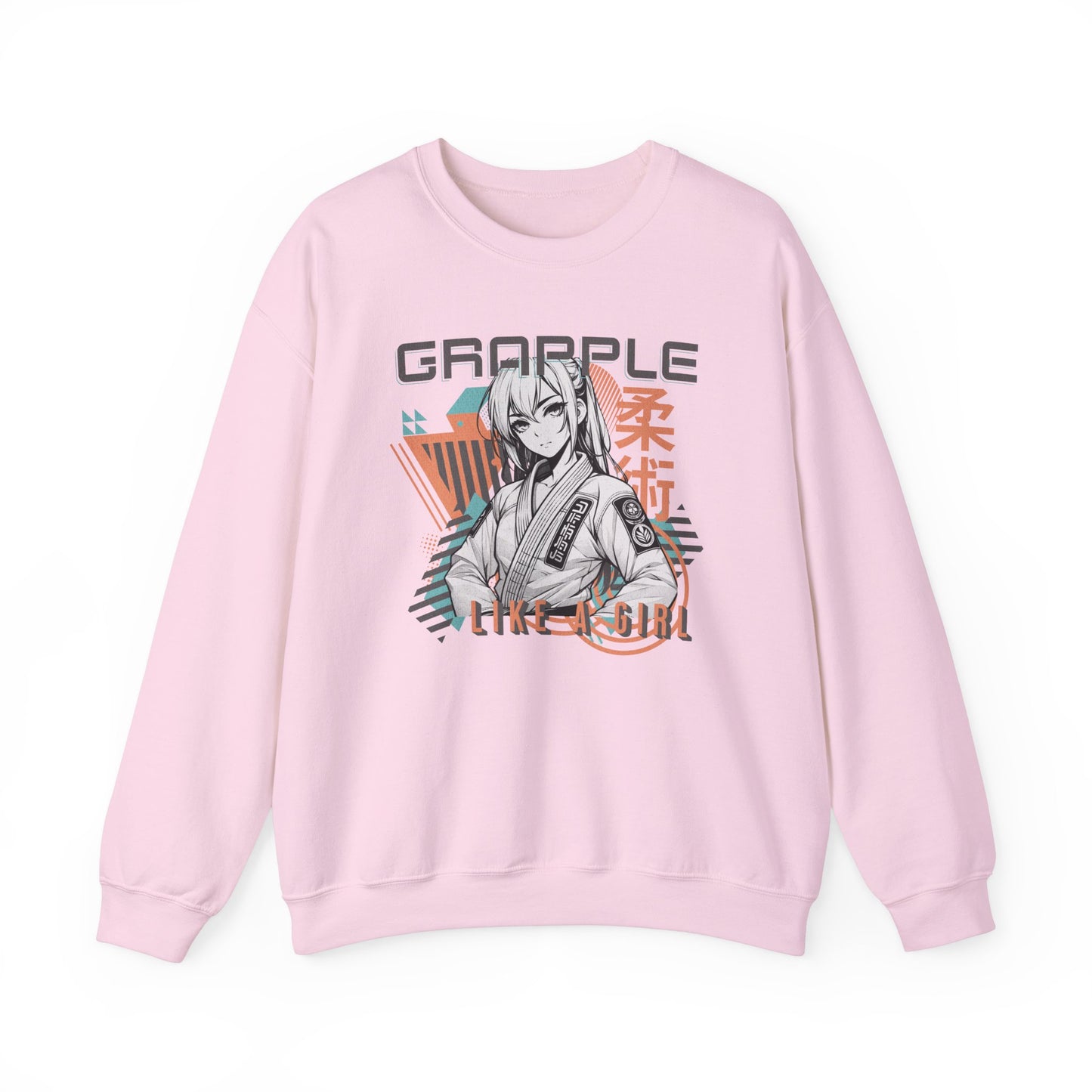 Grapple like a Girl BJJ Women's Crewneck Sweater - Anime Girl
