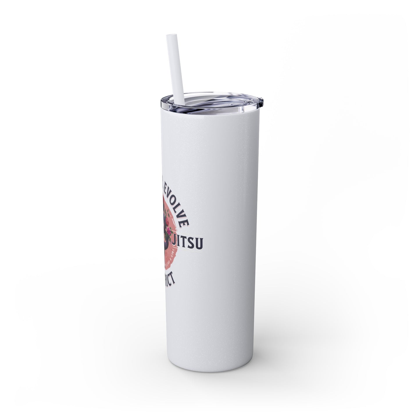 Ladies BJJ Empower, Evolve, Restrict Skinny BJJ Gift Tumbler with Straw, 20oz