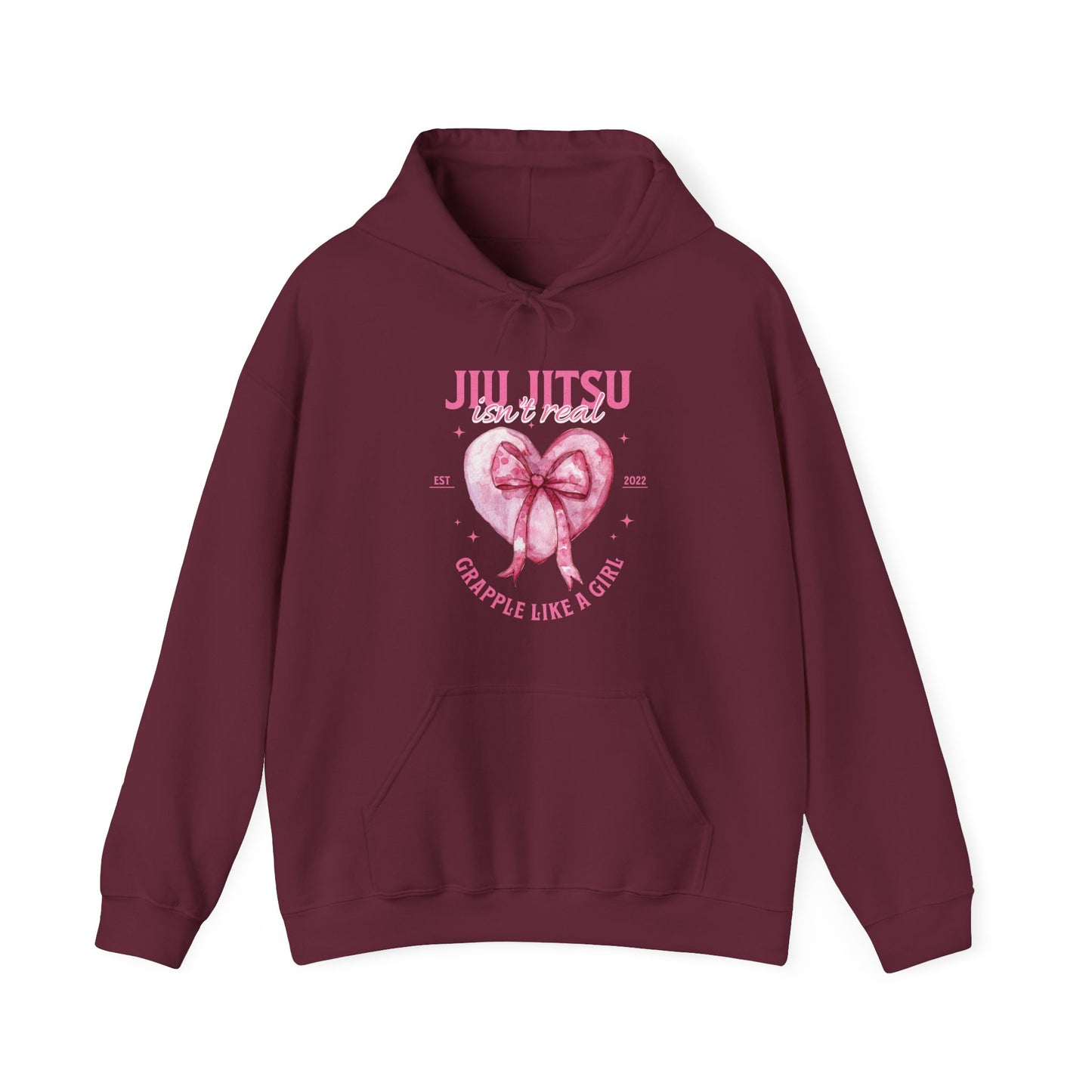 Grapple like a Girl BJJ Hoodie - Jiu Jitsu isn't Real Pink Heart