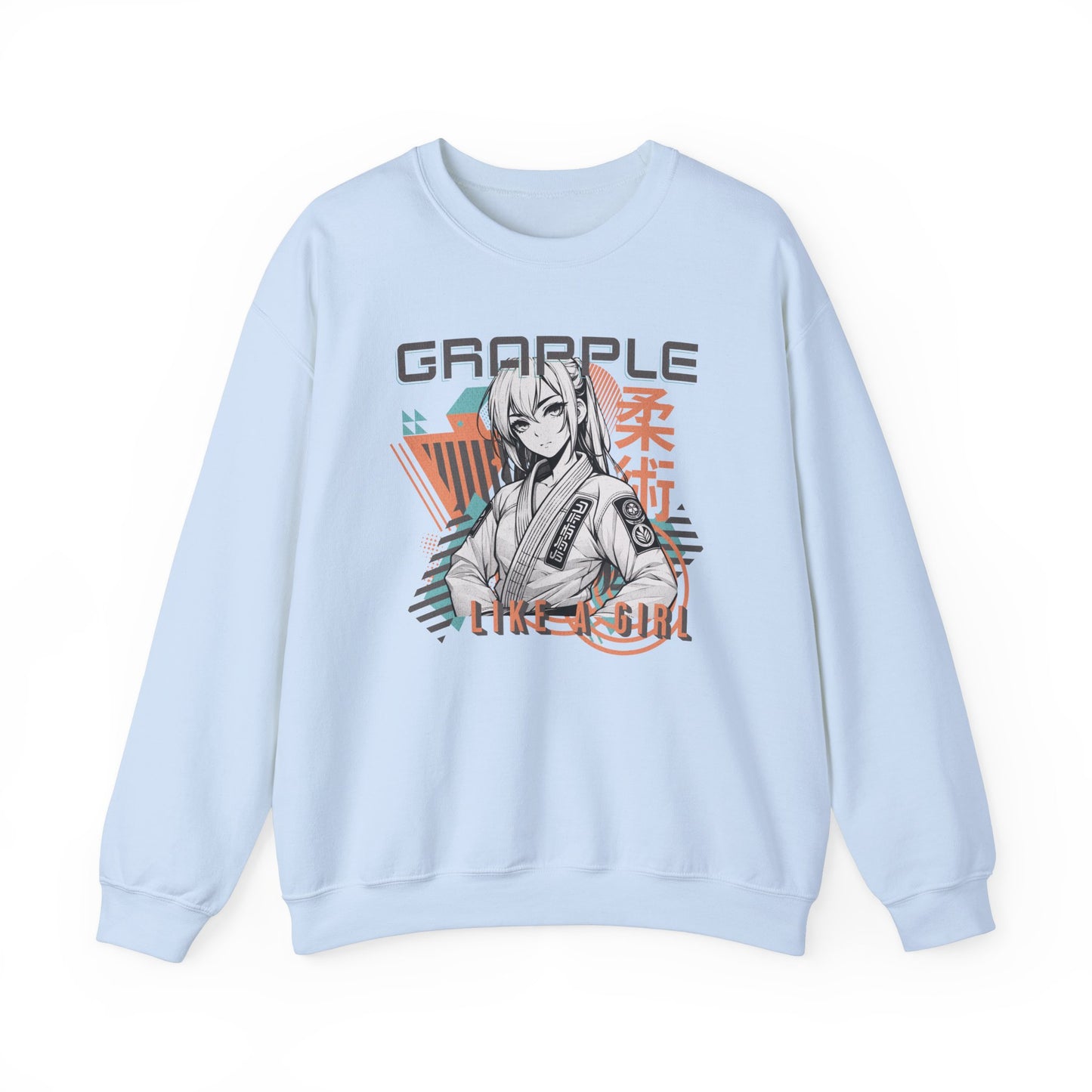 Grapple like a Girl BJJ Women's Crewneck Sweater - Anime Girl