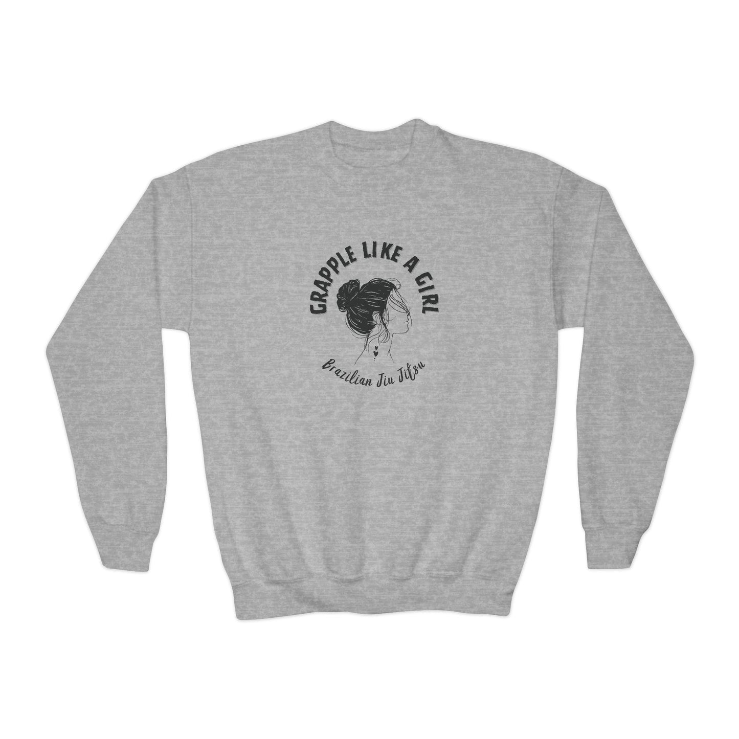 Grapple Like A Girl Youth Crewneck Sweatshirt - Girl Logo