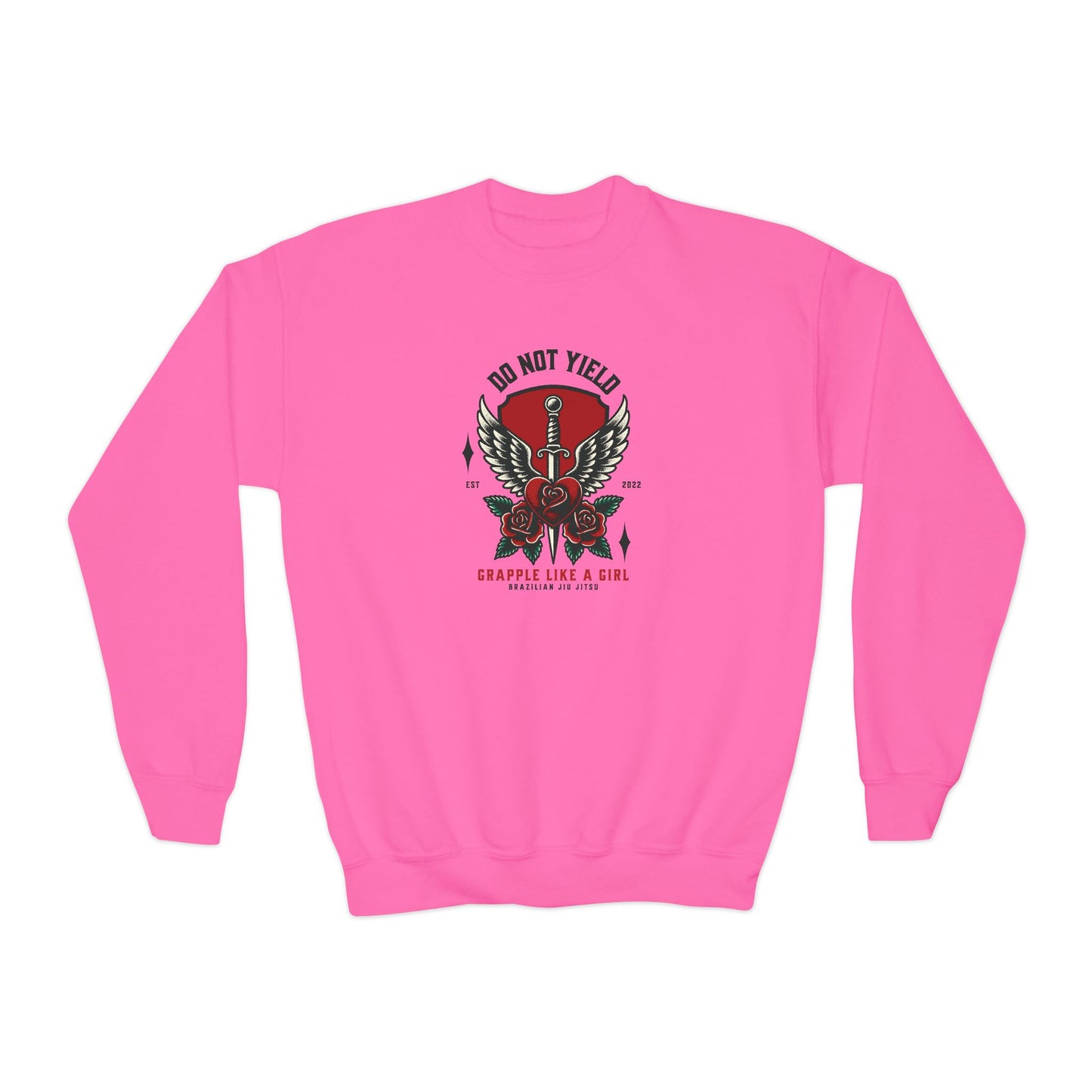 Grapple Like A Girl Youth Crewneck Sweatshirt - Do Not Yield