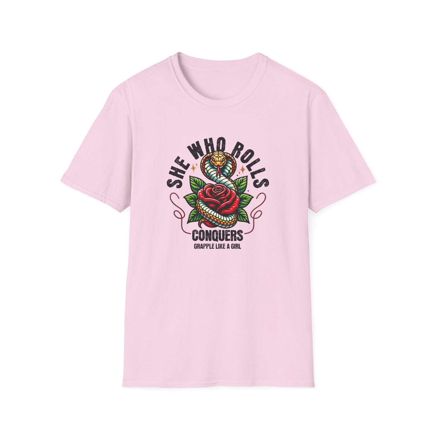 Grapple like a Girl Jiu Jitsu Women's T-Shirt - She Who Rolls Conquers