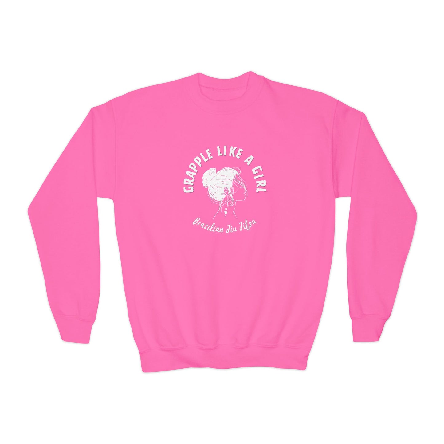 Grapple Like A Girl Youth Crewneck Sweatshirt - Girl Logo