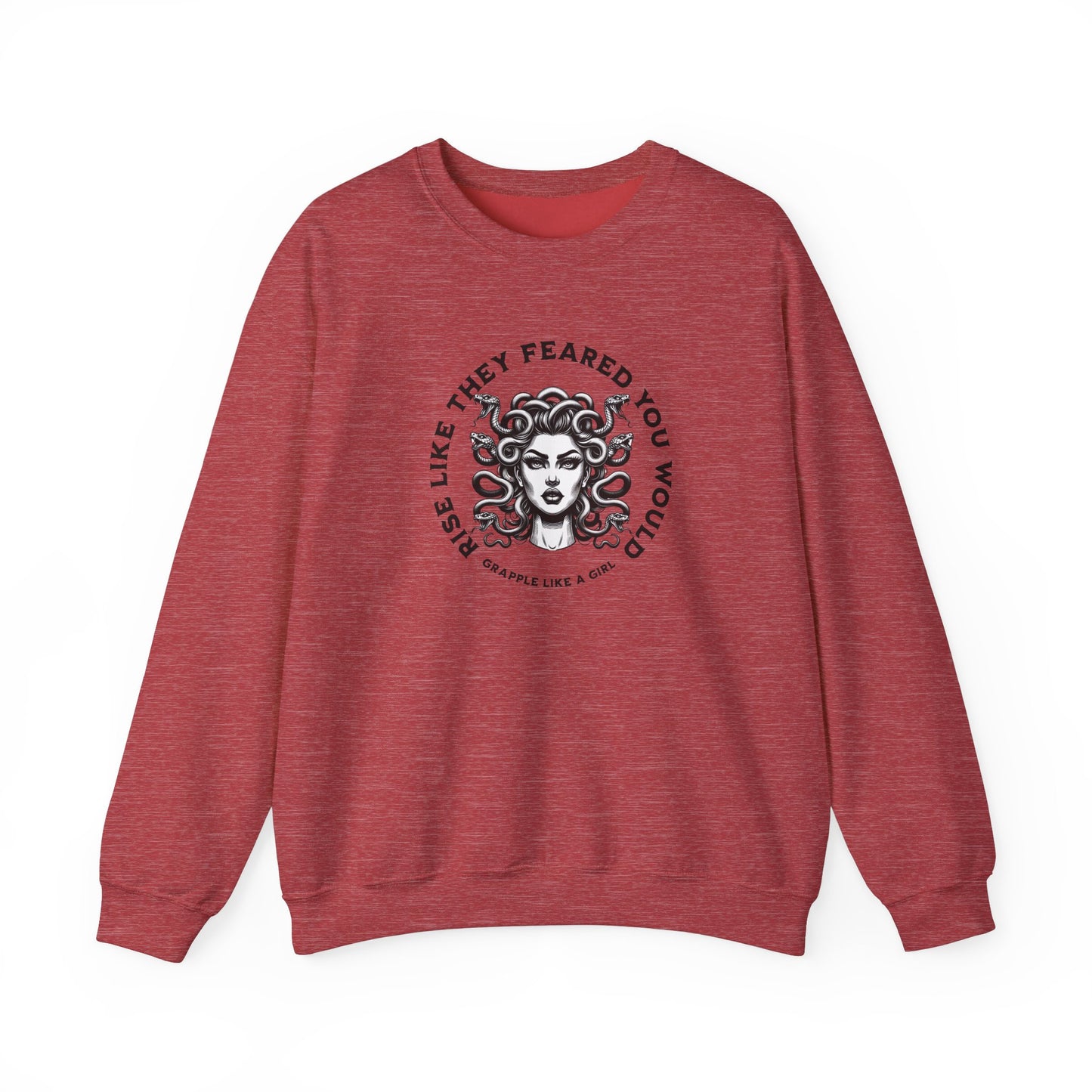 Grapple like a Girl BJJ Women's Crewneck Sweater - Rise like they feared you would. / Medusa