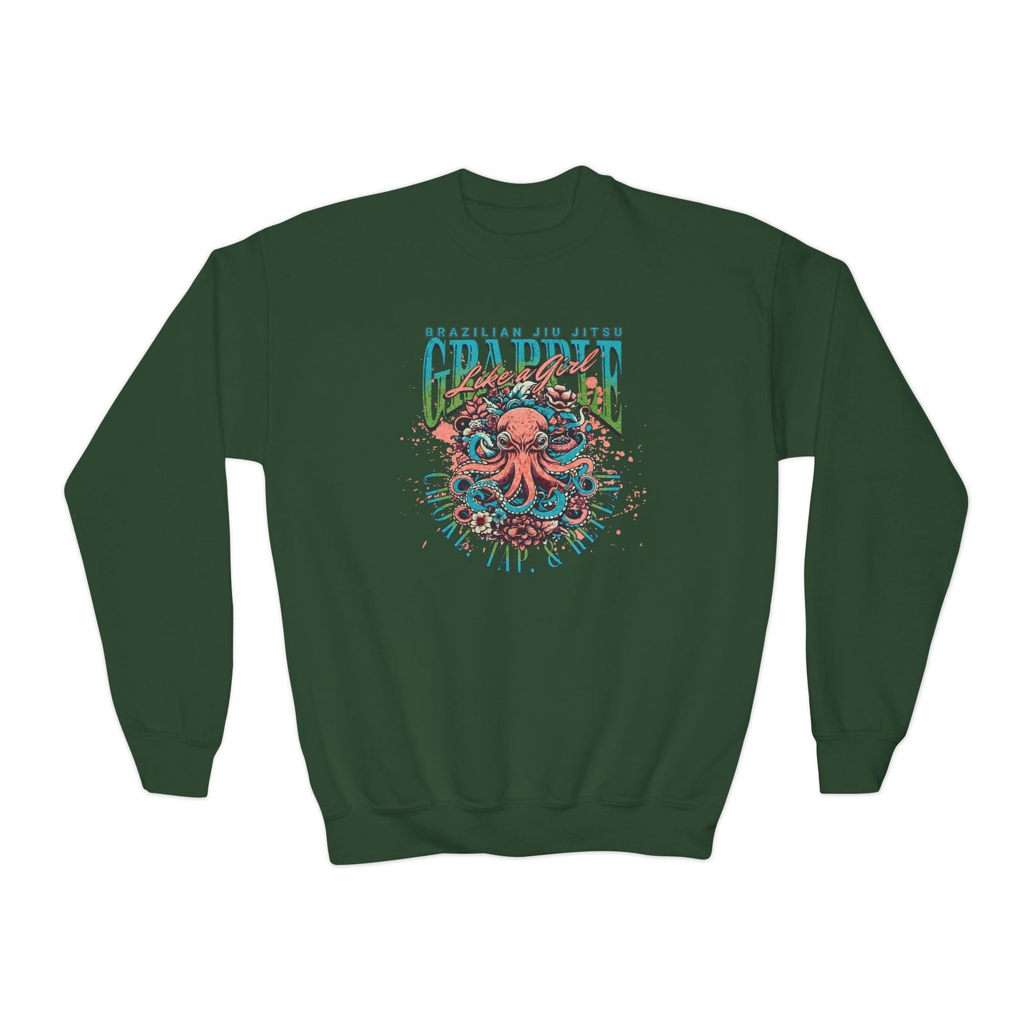Grapple Like A Girl Youth Crewneck Sweatshirt - Choke, Tap, Repeat