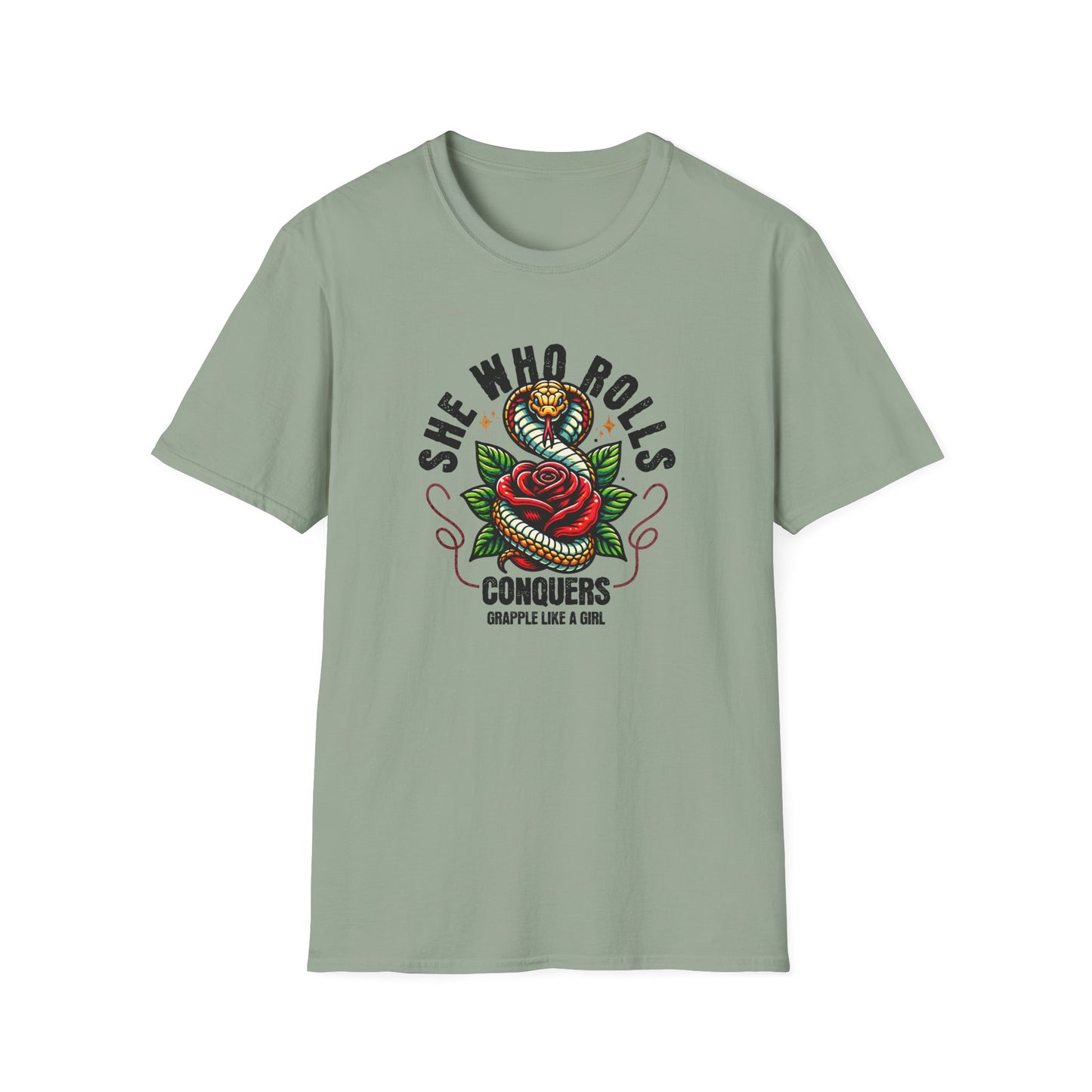 Grapple like a Girl Jiu Jitsu Women's T-Shirt - She Who Rolls Conquers